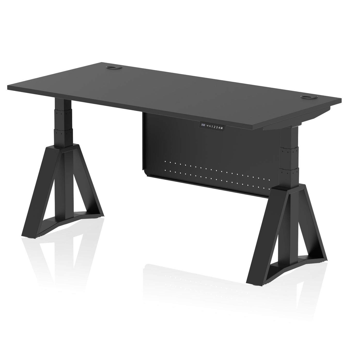 Air Height Adjustable Desk With Cable Ports With Steel Modesty Panel With Piste Foot - 1200mm, 1400mm, 1600mm or 1800mm - Multiple Colour Options