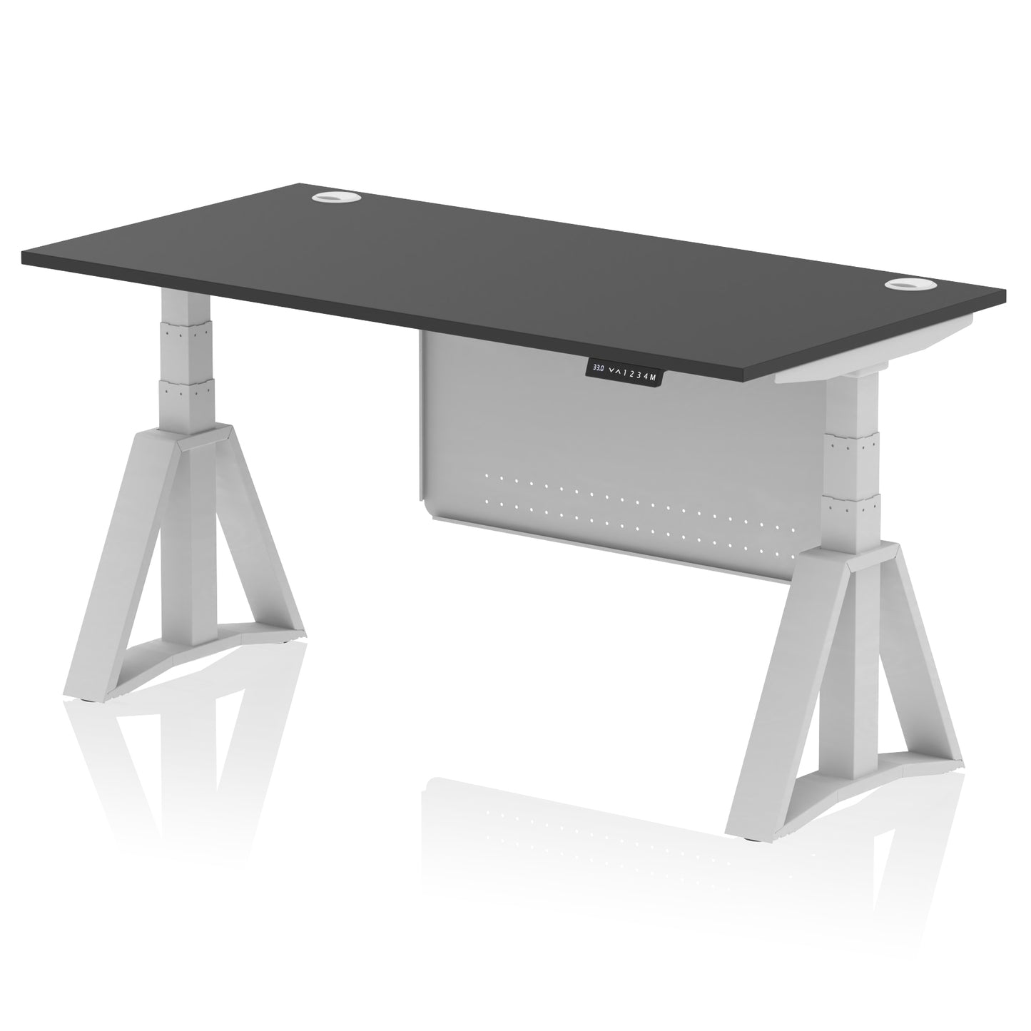 Air Height Adjustable Desk With Cable Ports With Steel Modesty Panel With Piste Foot - 1200mm, 1400mm, 1600mm or 1800mm - Multiple Colour Options