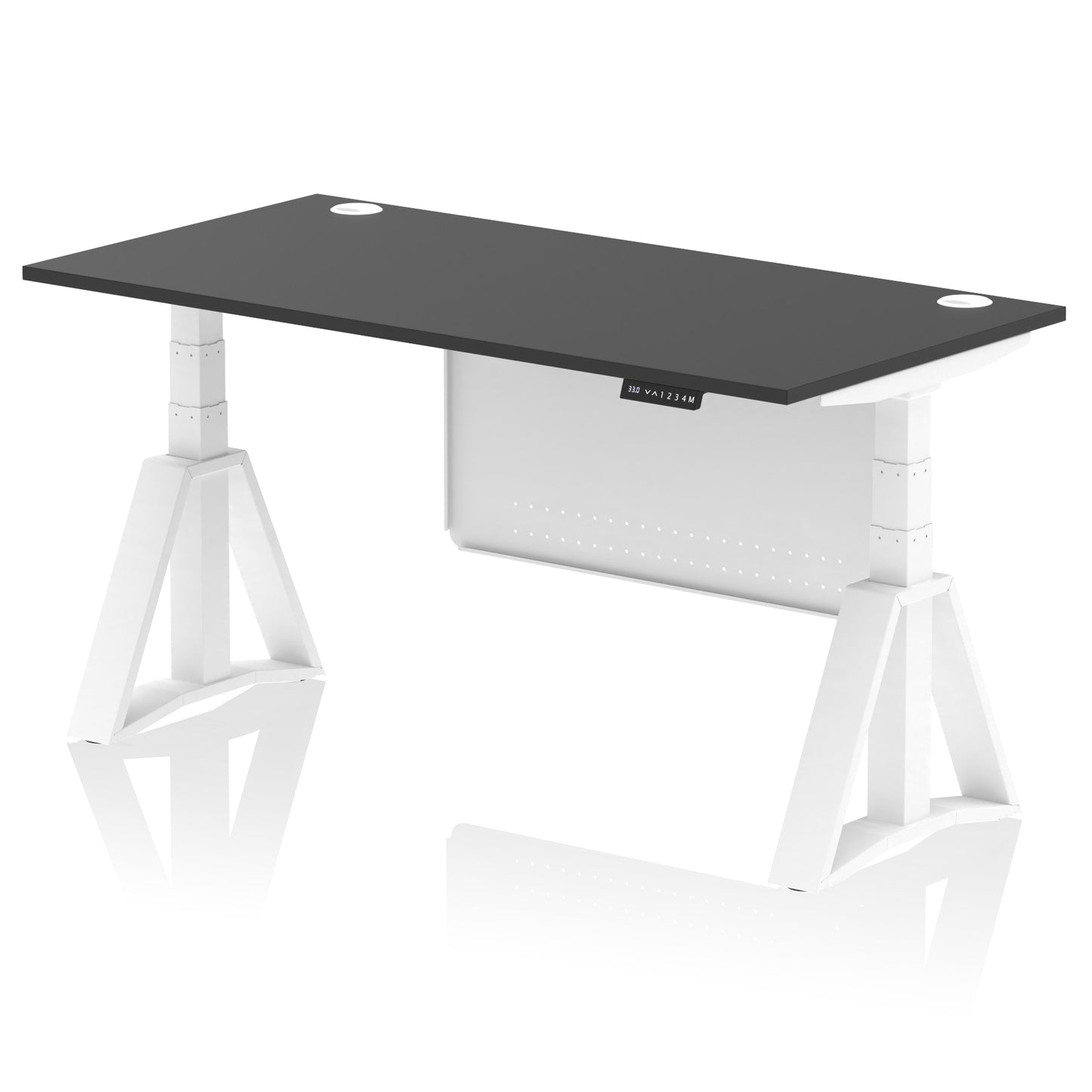 Air Height Adjustable Desk With Cable Ports With Steel Modesty Panel With Piste Foot - 1200mm, 1400mm, 1600mm or 1800mm - Multiple Colour Options