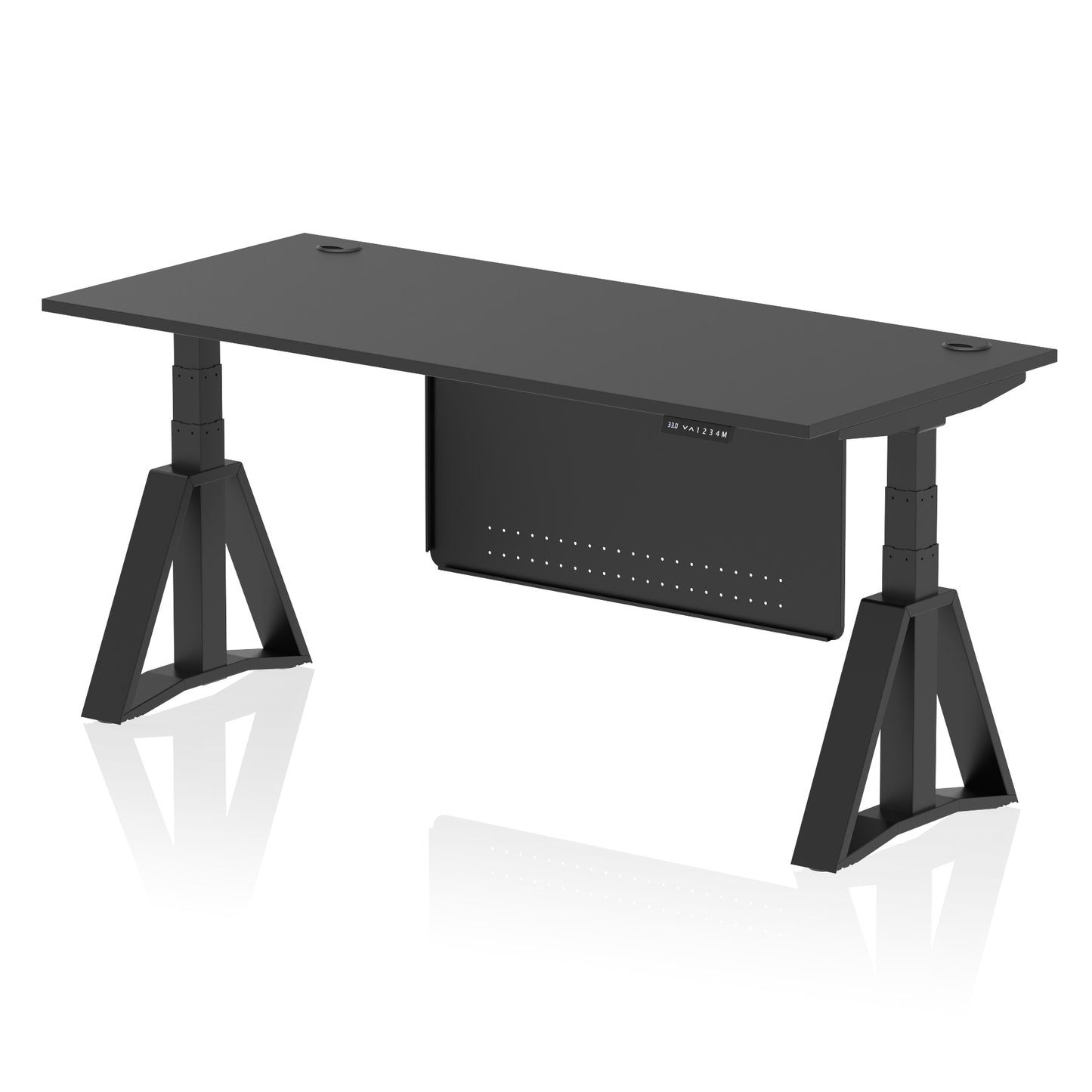 Air Height Adjustable Desk With Cable Ports With Steel Modesty Panel With Piste Foot - 1200mm, 1400mm, 1600mm or 1800mm - Multiple Colour Options