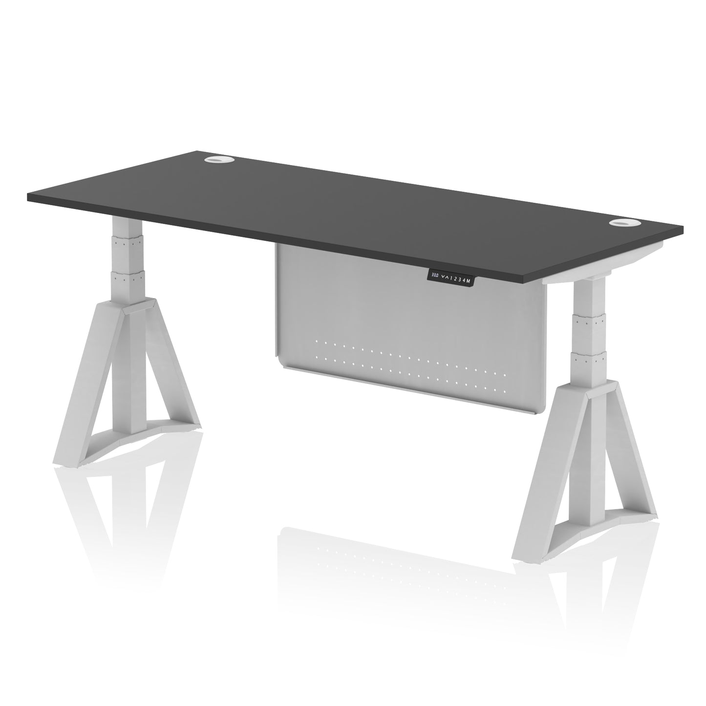 Air Height Adjustable Desk With Cable Ports With Steel Modesty Panel With Piste Foot - 1200mm, 1400mm, 1600mm or 1800mm - Multiple Colour Options