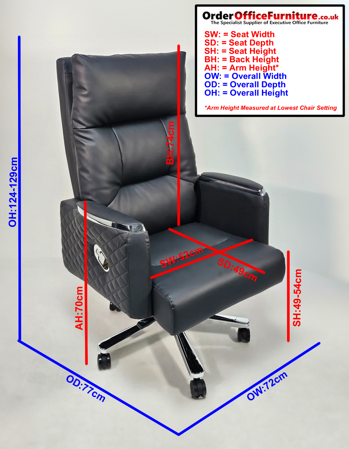 Modern Reclining Grey Leather High Back Executive Office Chair - HB-306A