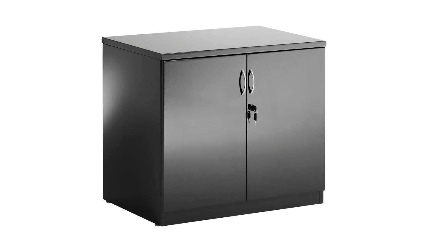 High Gloss Double Door Cupboard - 800mm - Black or White