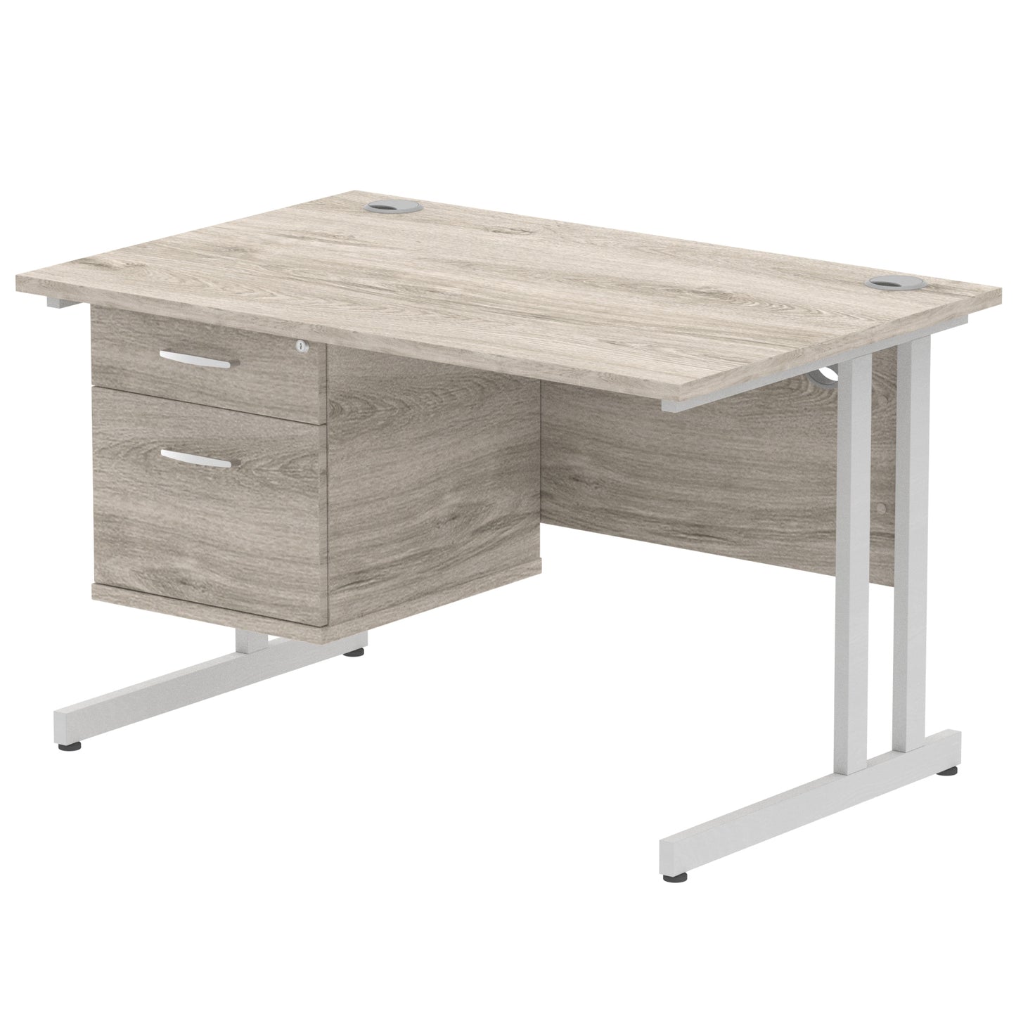Impulse Cantilever Straight Desk With Single Fixed Pedestal - 1200mm - Multiple Colour Options