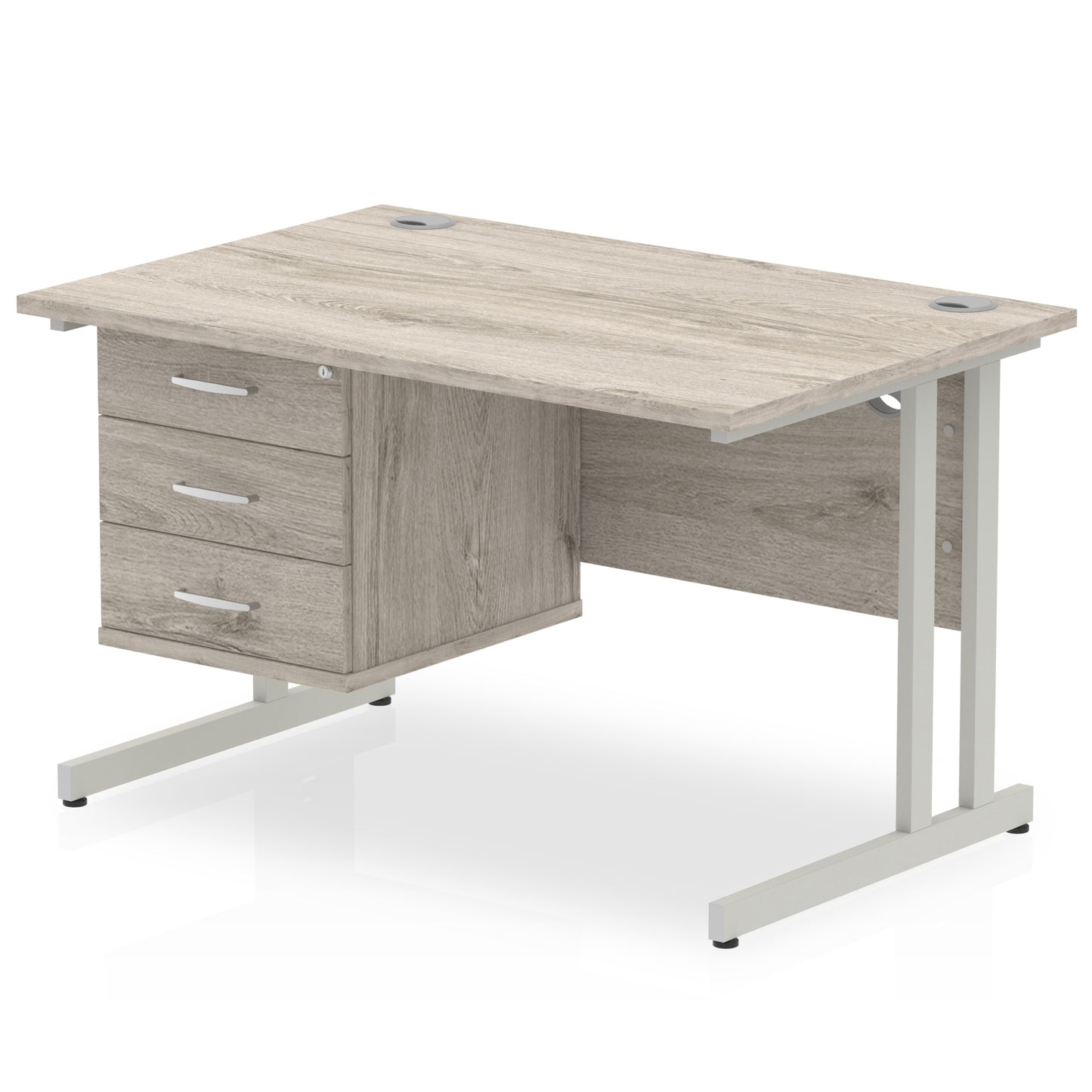 Impulse Cantilever Straight Desk With Single Fixed Pedestal - 1200mm - Multiple Colour Options