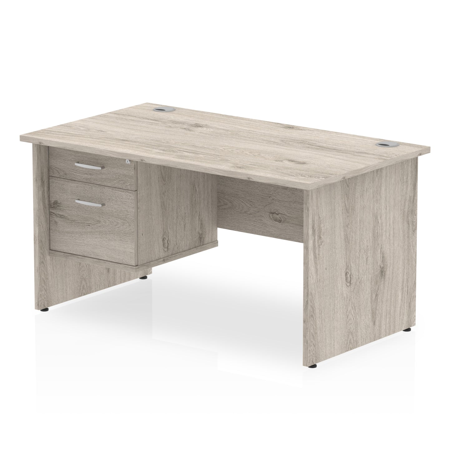 Impulse Panel End Straight Desk With Single Fixed Pedestal - 1400mm - Multiple Colour Options