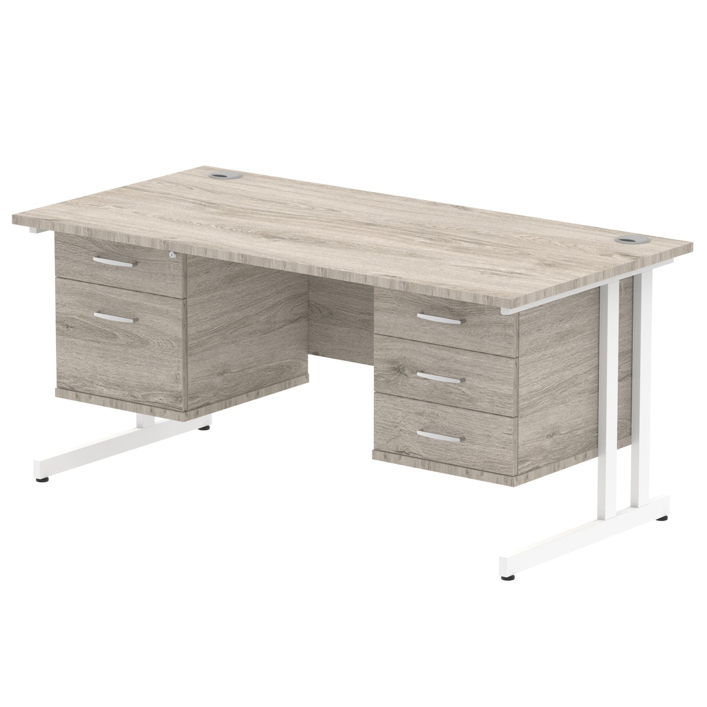 Impulse Cantilever Straight Desk With Two Fixed Pedestal - 1600mm - Multiple Colour Options