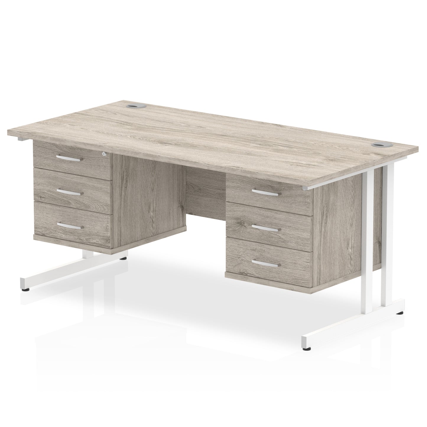 Impulse Cantilever Straight Desk With Two Fixed Pedestal - 1600mm - Multiple Colour Options