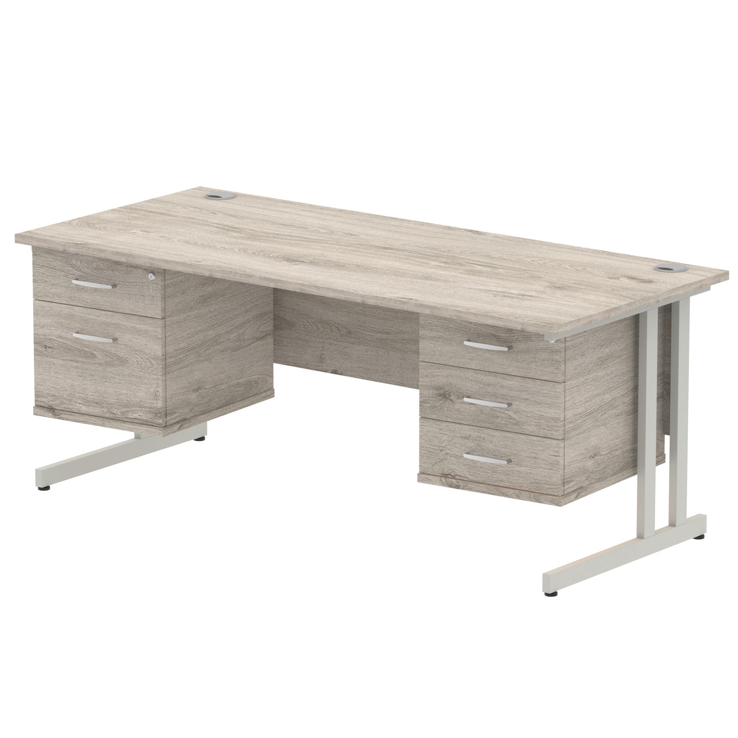 Impulse Cantilever Straight Desk With Two Fixed Pedestal - 1800mm - Multiple Colour Options