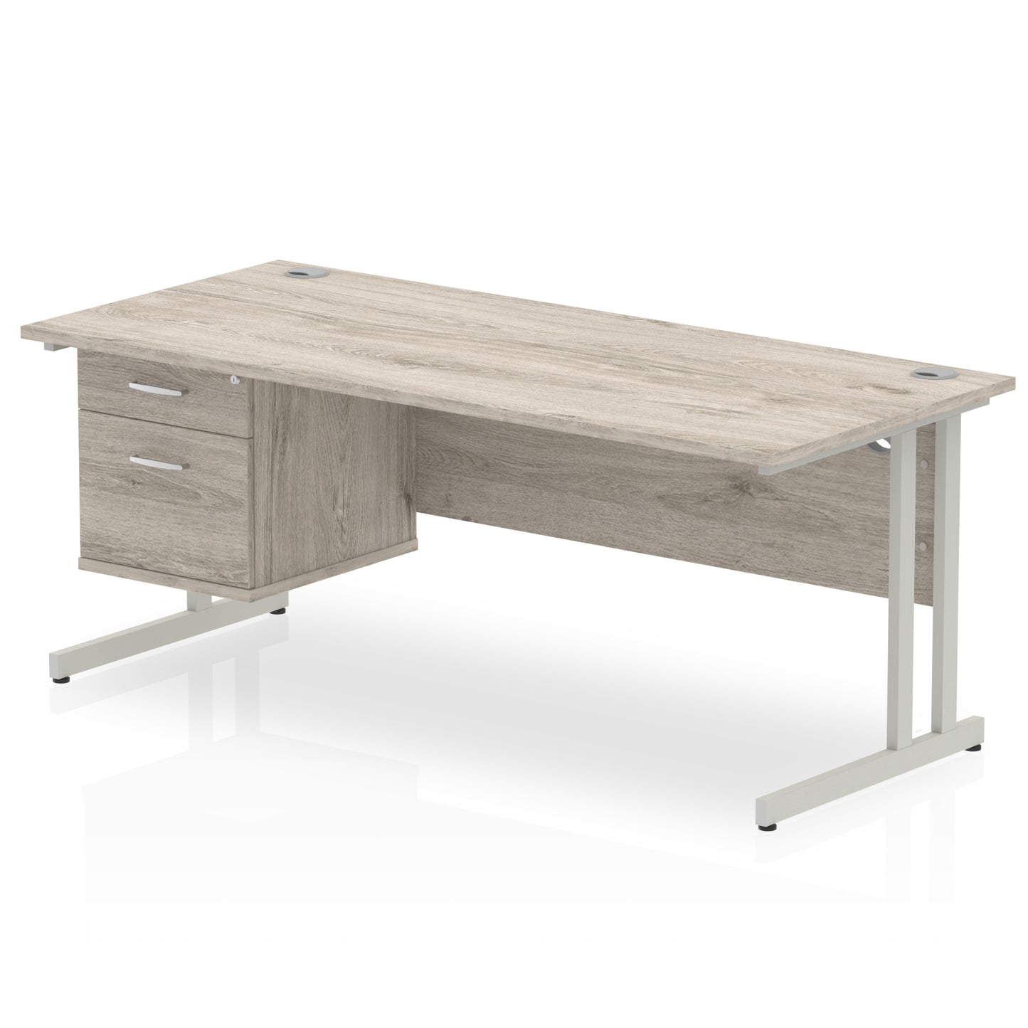 Impulse Cantilever Straight Desk With Single Fixed Pedestal - 1800mm - Multiple Colour Options