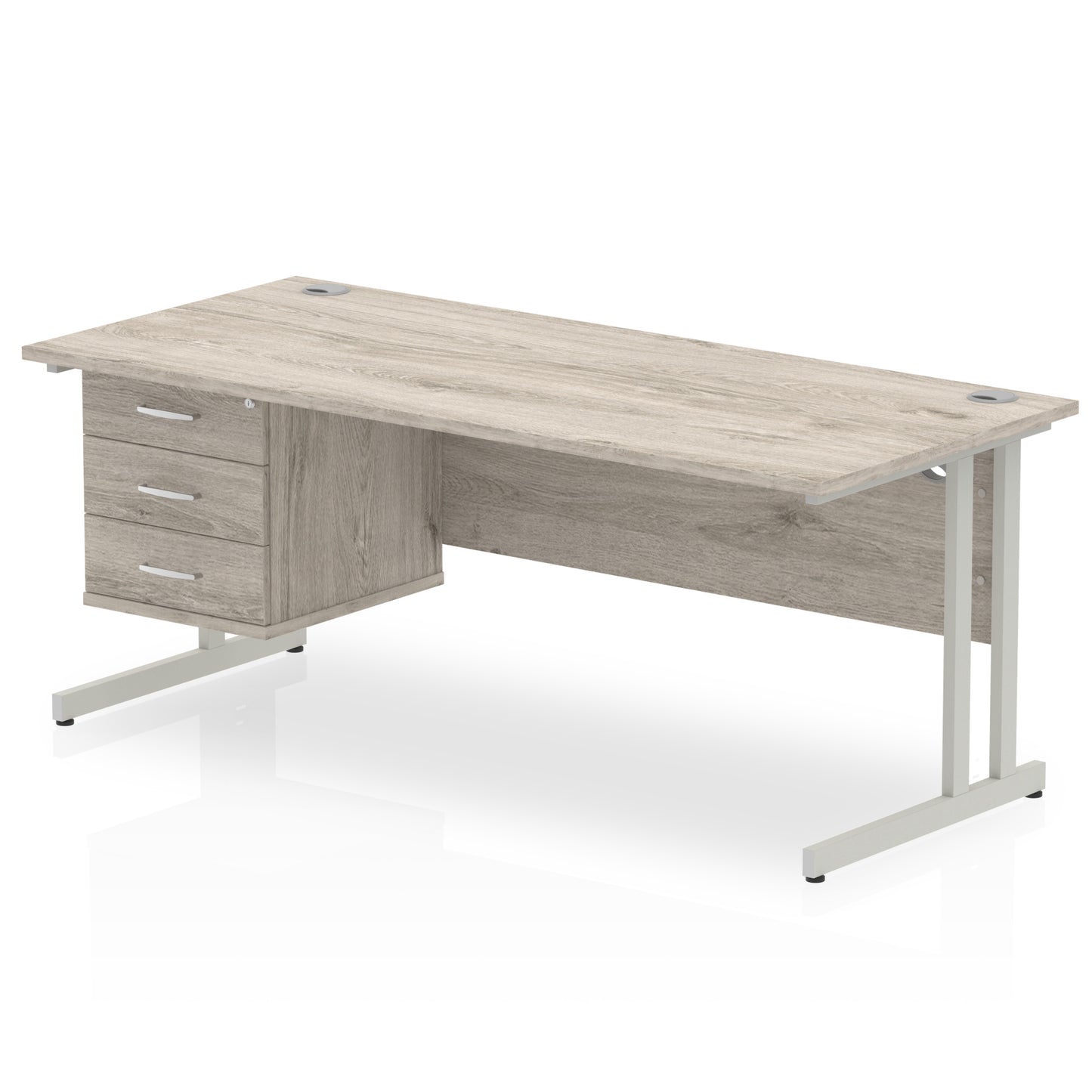 Impulse Cantilever Straight Desk With Single Fixed Pedestal - 1800mm - Multiple Colour Options