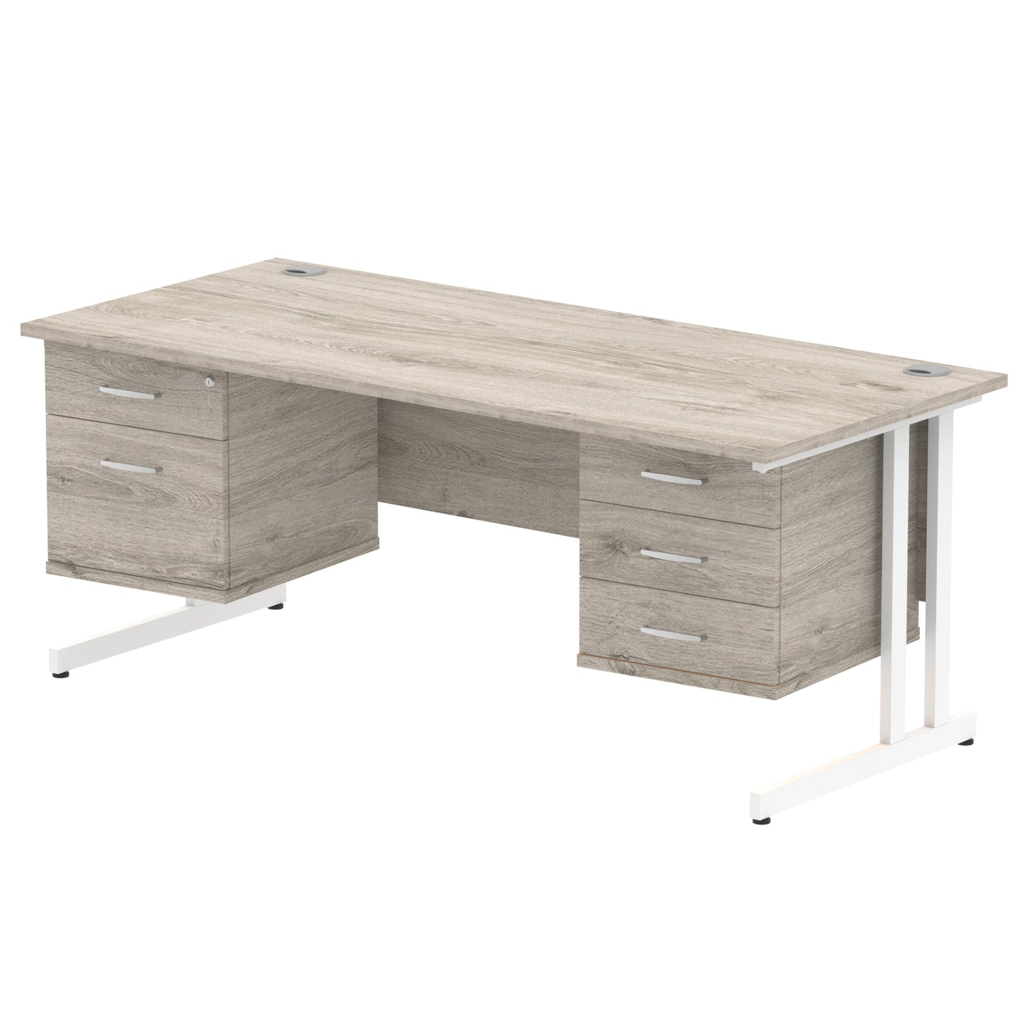 Impulse Cantilever Straight Desk With Two Fixed Pedestal - 1800mm - Multiple Colour Options