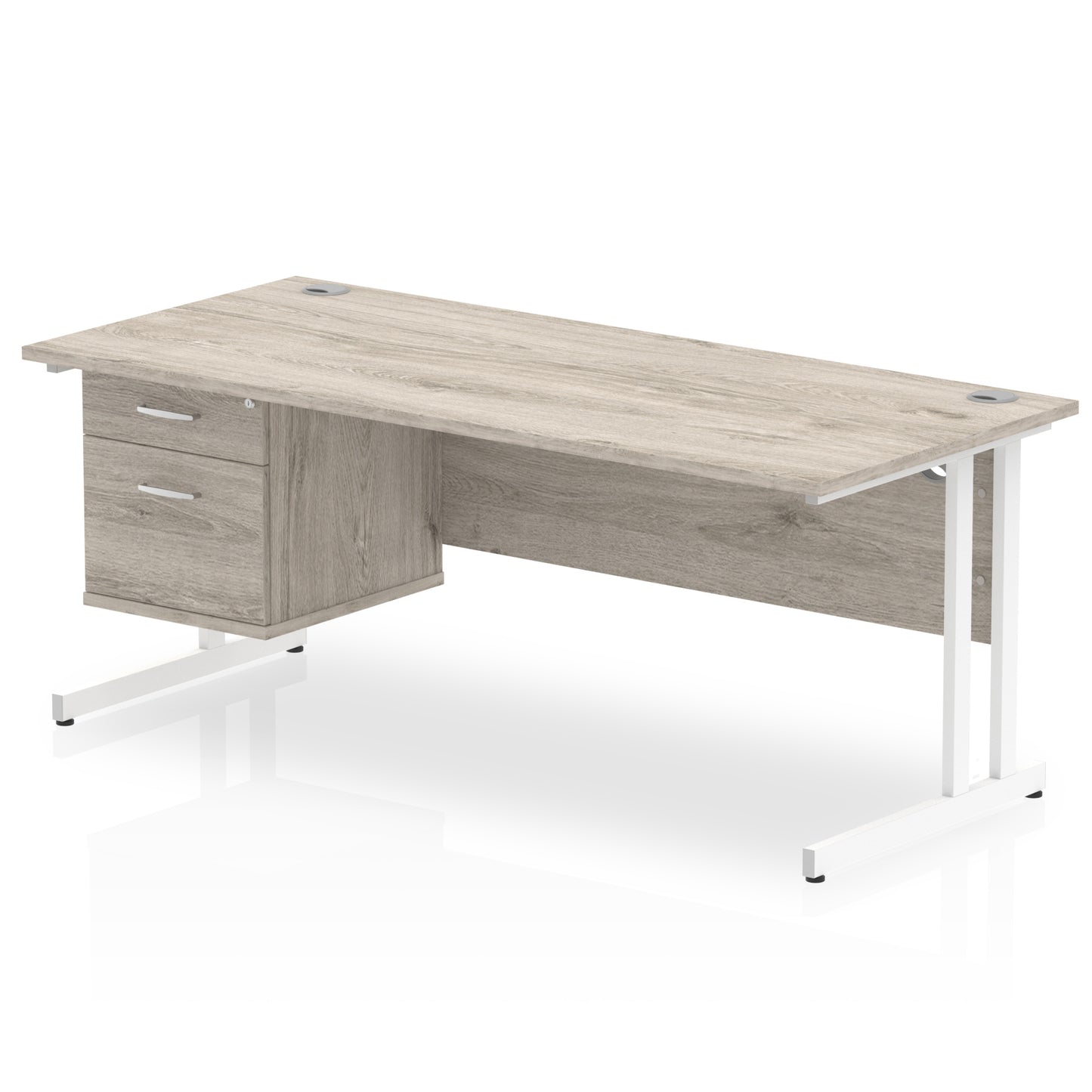 Impulse Cantilever Straight Desk With Single Fixed Pedestal - 1800mm - Multiple Colour Options