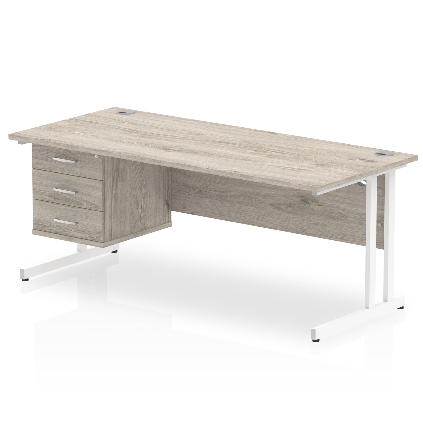 Impulse Cantilever Straight Desk With Single Fixed Pedestal - 1800mm - Multiple Colour Options