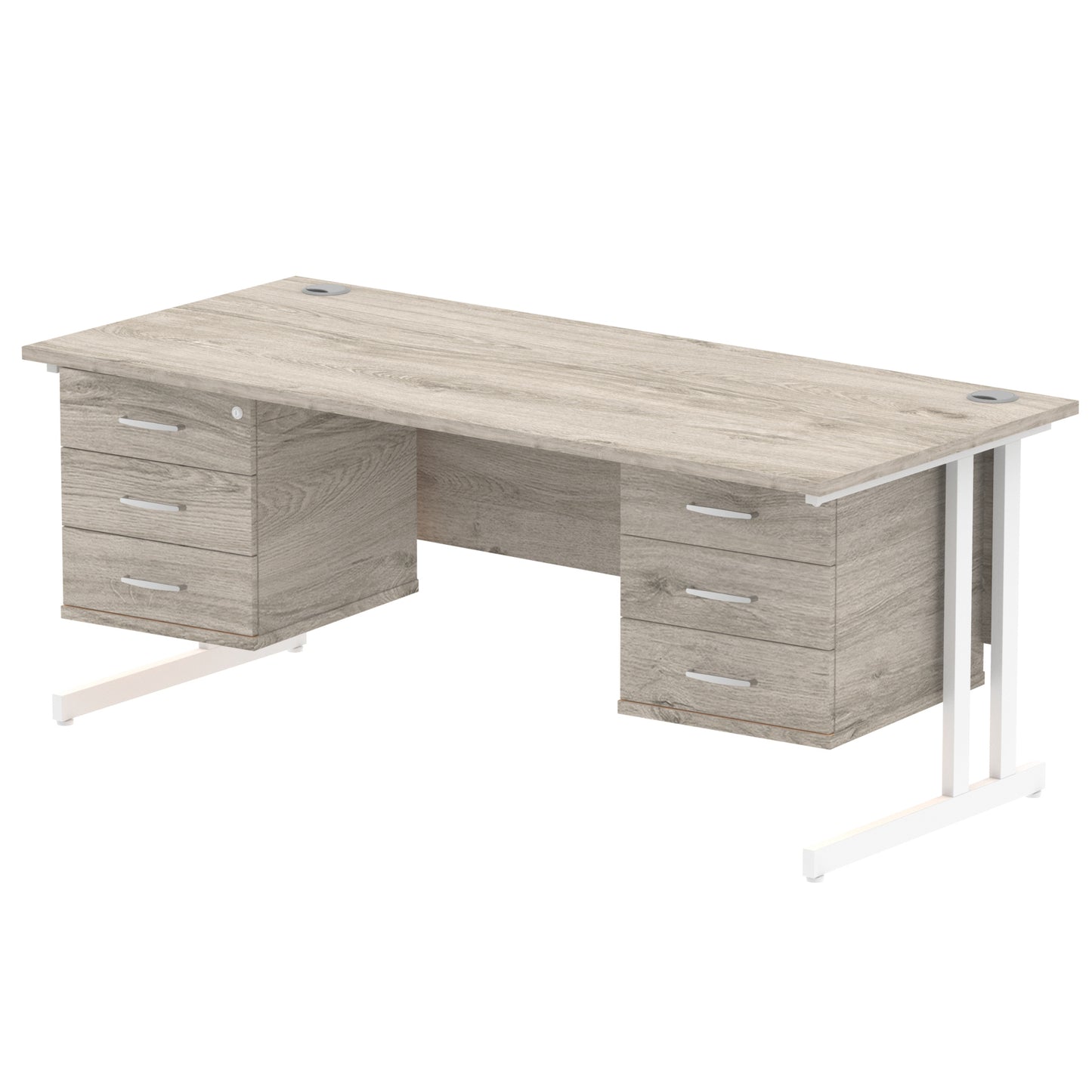 Impulse Cantilever Straight Desk With Two Fixed Pedestal - 1800mm - Multiple Colour Options