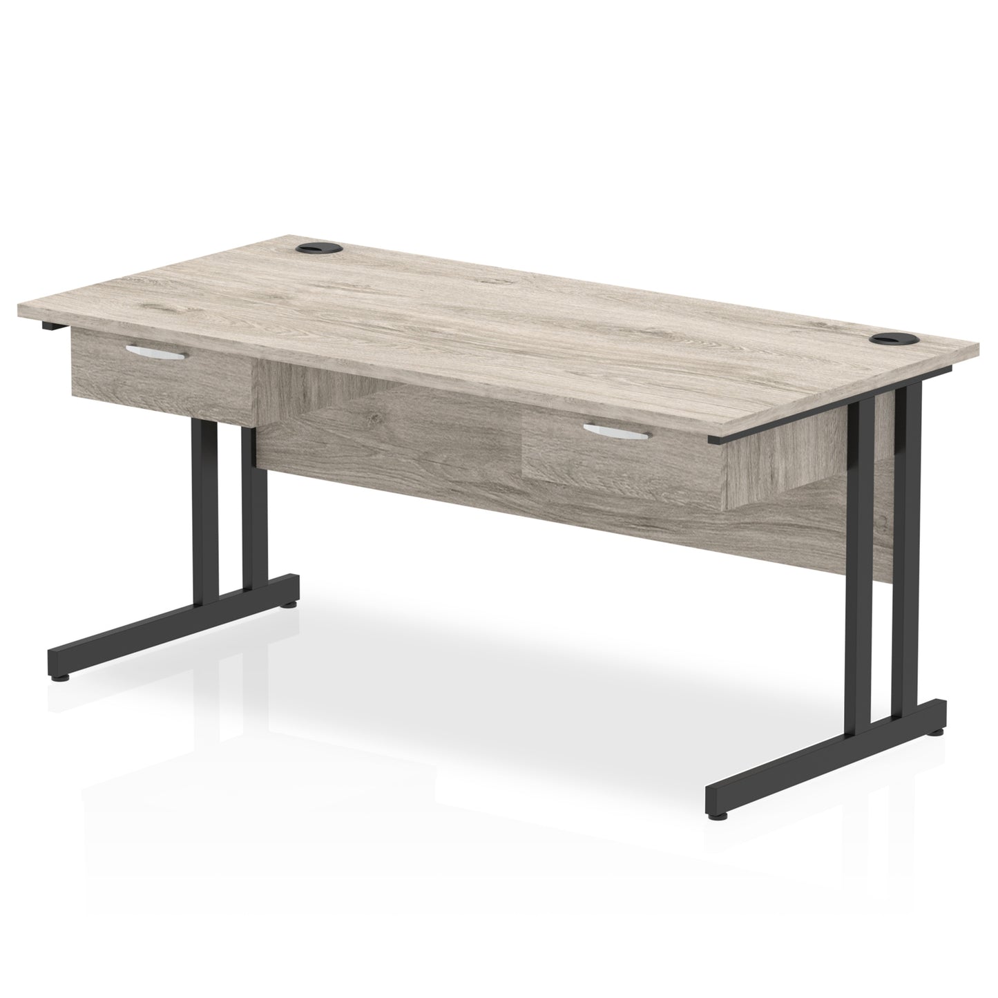 Impulse Cantilever Straight Desk Black Frame With 2x One Drawer Fixed Pedestals - 1600mm or 1800mm - Multiple Colour Options