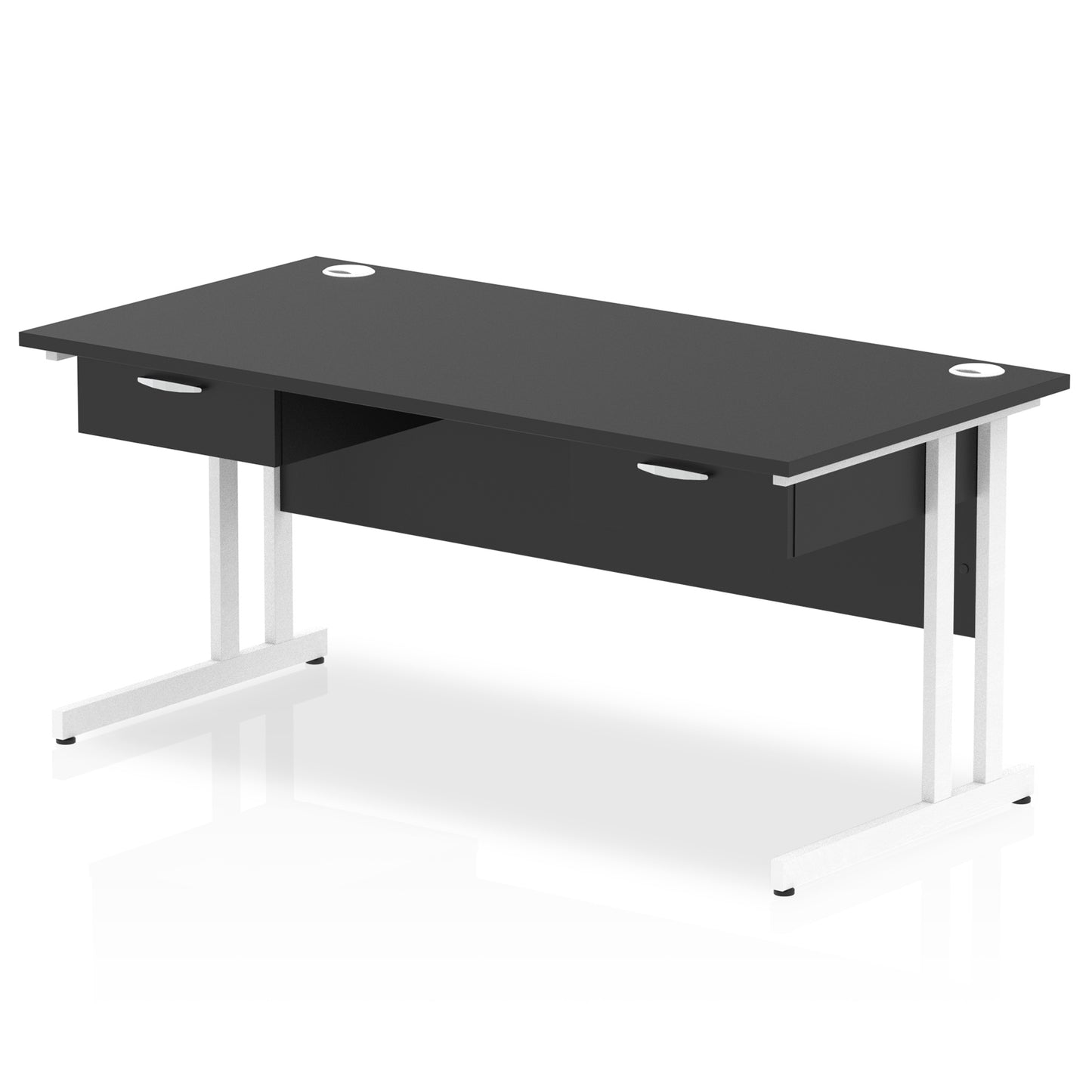 Impulse Cantilever Straight Desk White Frame With 2x One Drawer Fixed Pedestals - 1600mm or 1800mm - Multiple Colour Options