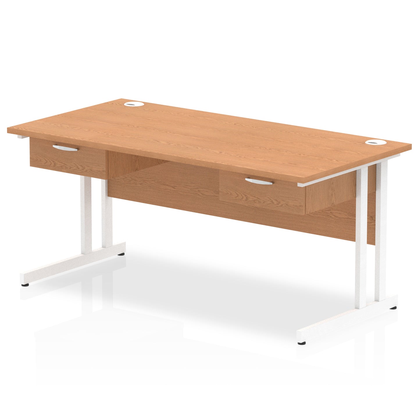 Impulse Cantilever Straight Desk White Frame With 2x One Drawer Fixed Pedestals - 1600mm or 1800mm - Multiple Colour Options