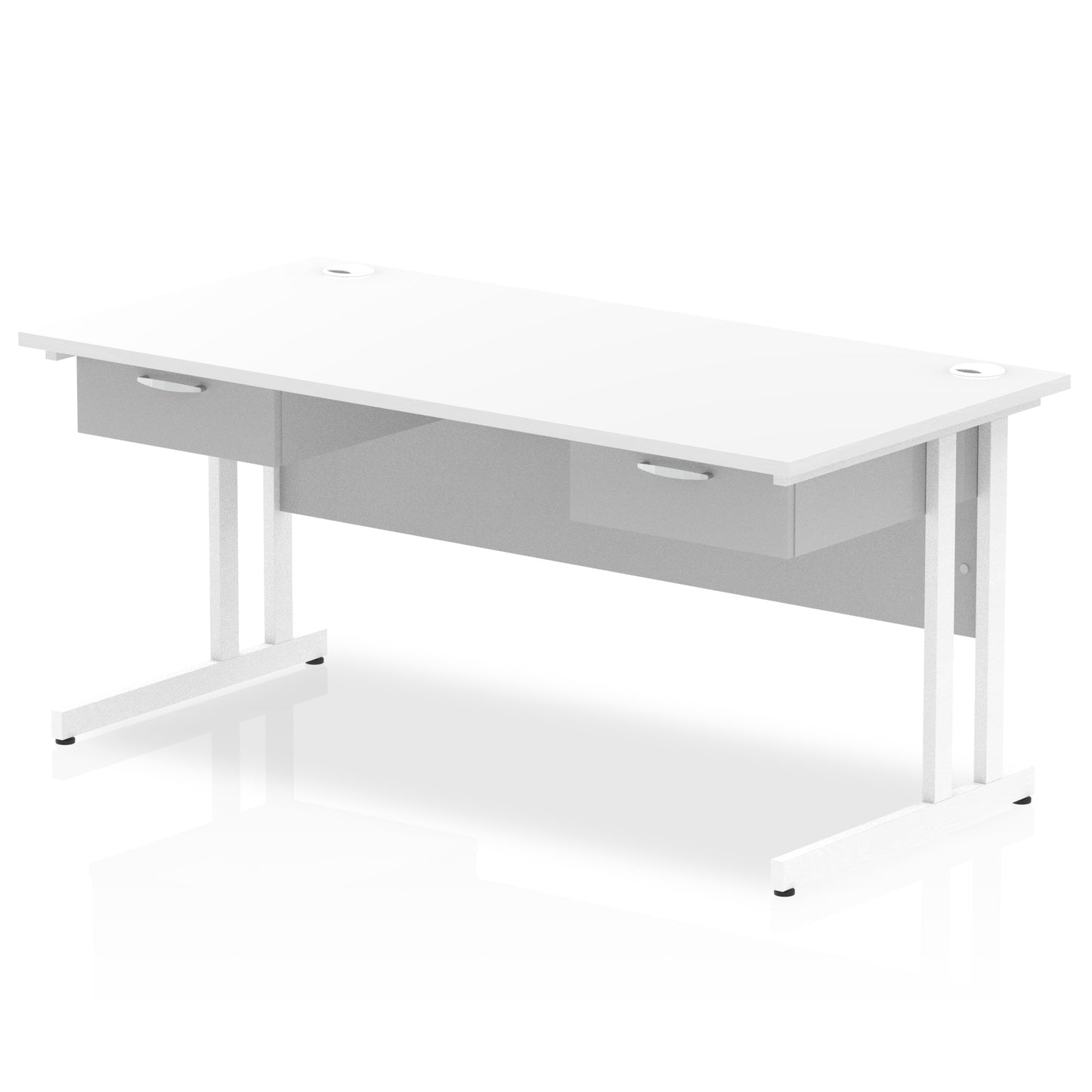 Impulse Cantilever Straight Desk White Frame With 2x One Drawer Fixed Pedestals - 1600mm or 1800mm - Multiple Colour Options