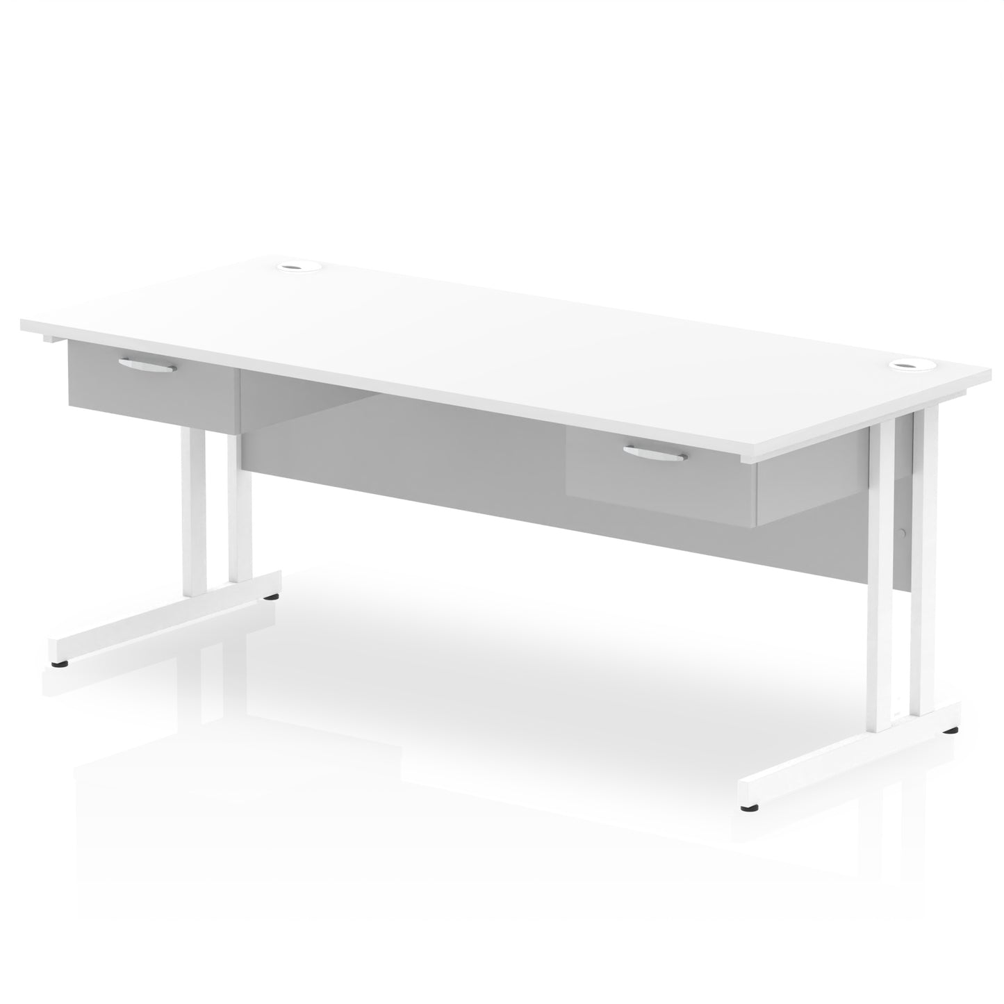 Impulse Cantilever Straight Desk White Frame With 2x One Drawer Fixed Pedestals - 1600mm or 1800mm - Multiple Colour Options