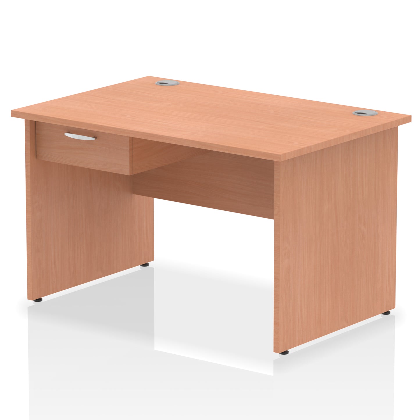 Impulse Panel End Straight Desk Frame With Single One Drawer Fixed Pedestal - 1200mm, 1400mm, 1600mm or 1800mm - Multiple Colour Options