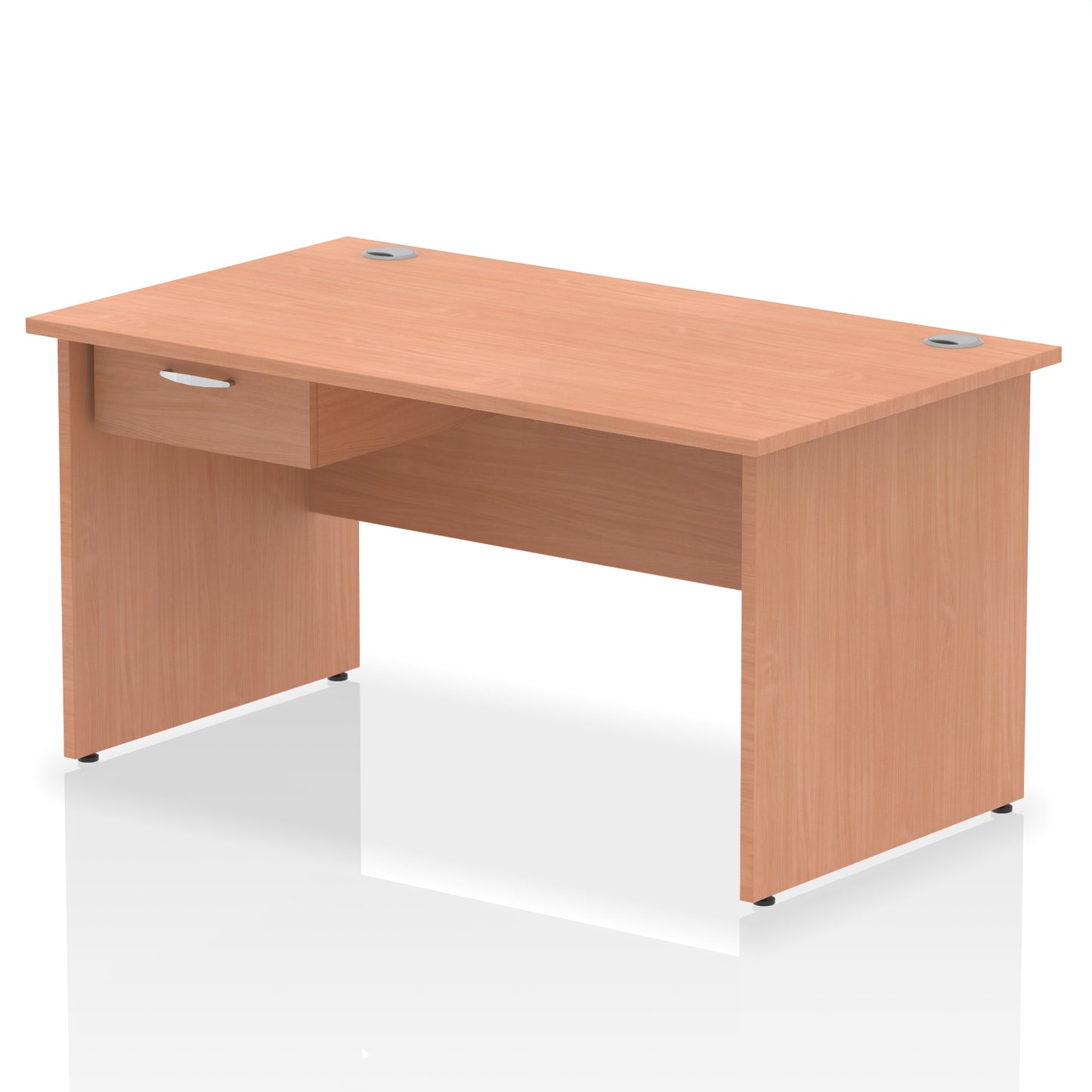 Impulse Panel End Straight Desk Frame With Single One Drawer Fixed Pedestal - 1200mm, 1400mm, 1600mm or 1800mm - Multiple Colour Options