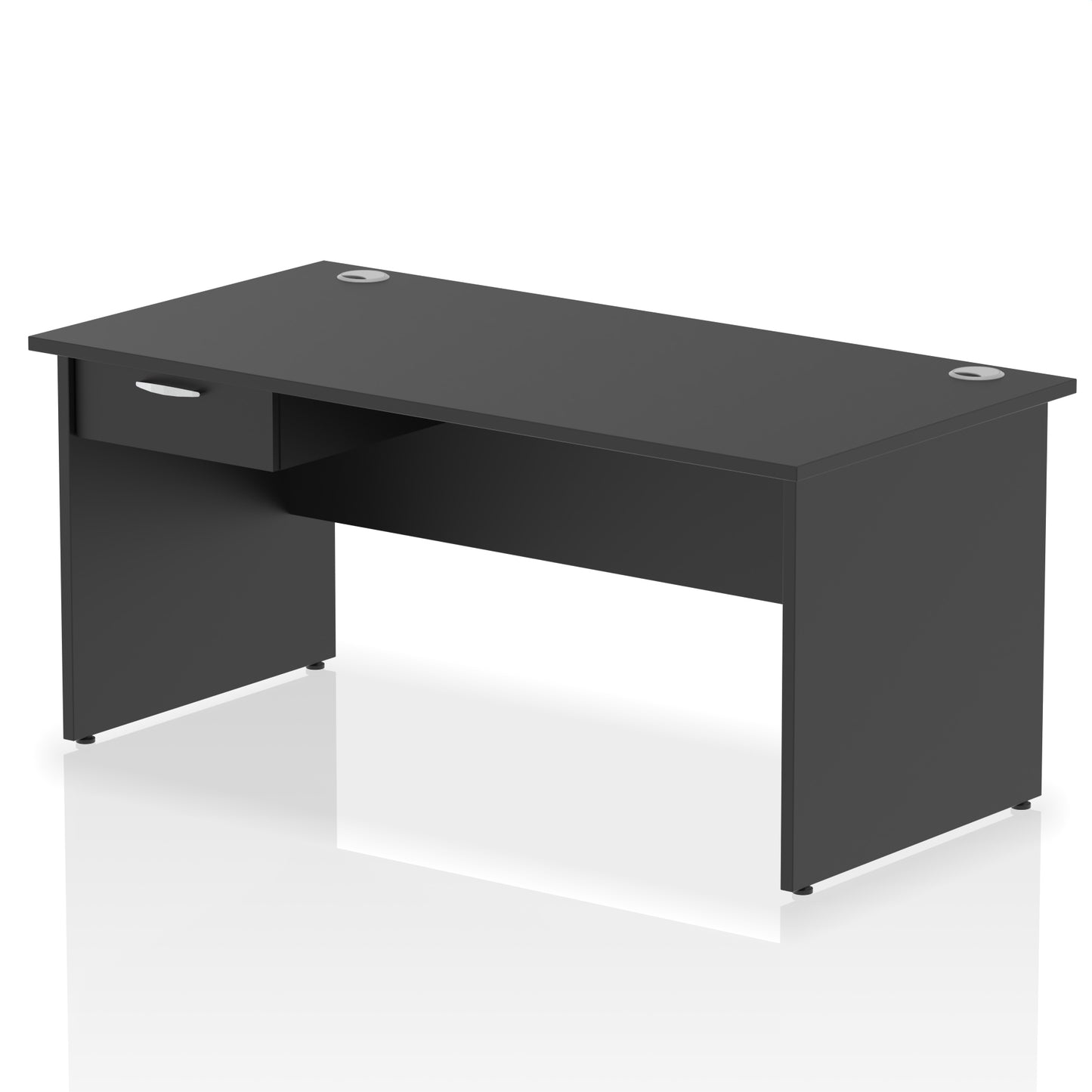 Impulse Panel End Straight Desk Frame With Single One Drawer Fixed Pedestal - 1200mm, 1400mm, 1600mm or 1800mm - Multiple Colour Options