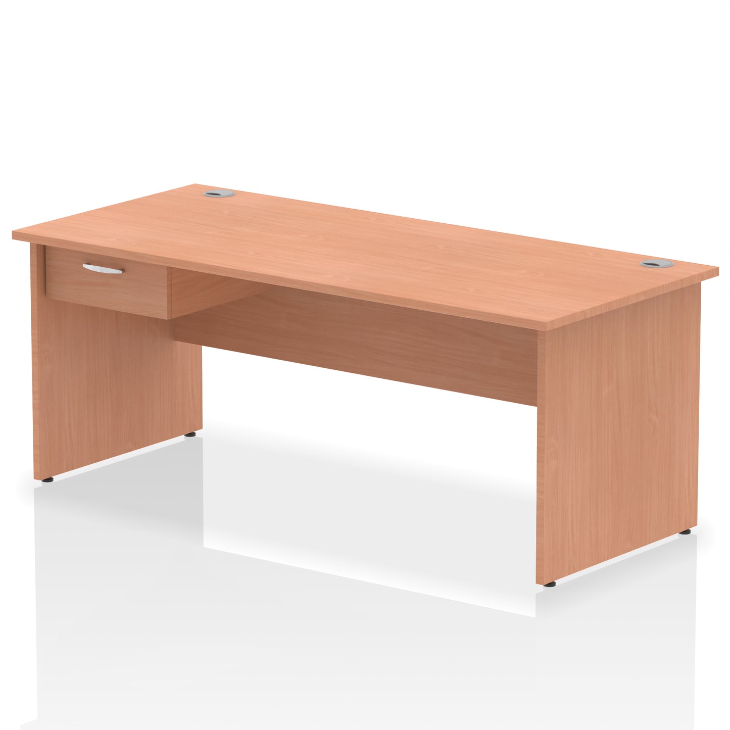 Impulse Panel End Straight Desk Frame With Single One Drawer Fixed Pedestal - 1200mm, 1400mm, 1600mm or 1800mm - Multiple Colour Options