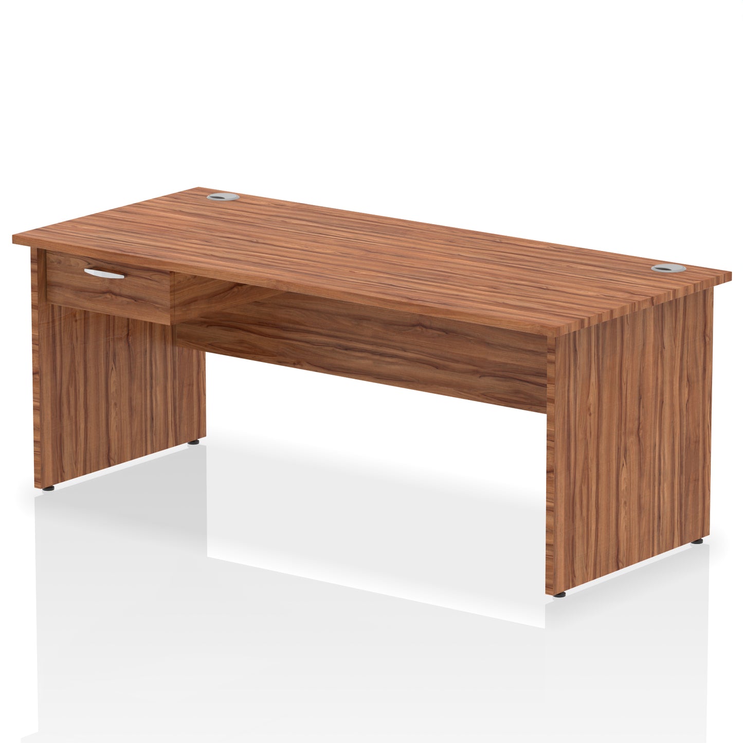 Impulse Panel End Straight Desk Frame With Single One Drawer Fixed Pedestal - 1200mm, 1400mm, 1600mm or 1800mm - Multiple Colour Options