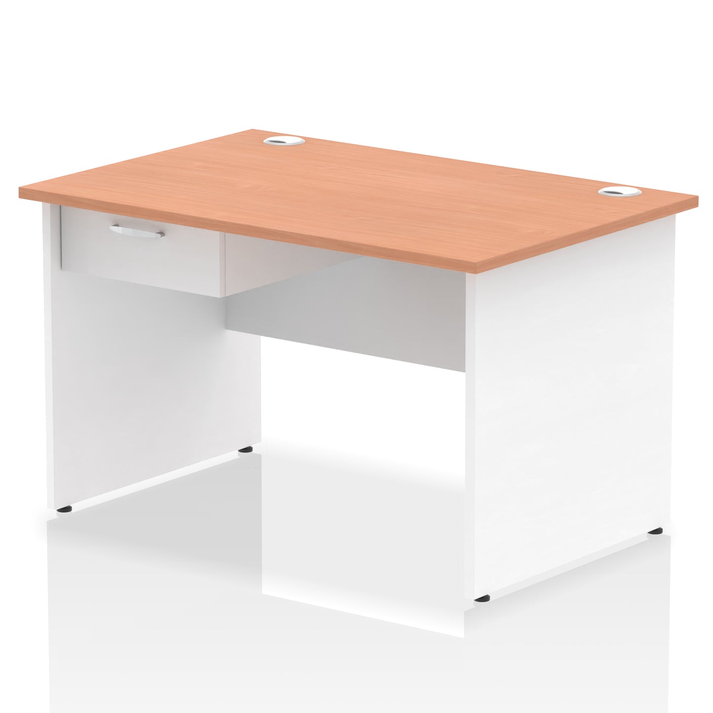 Impulse Panel End Straight Desk Frame With Single One Drawer Fixed Pedestal - 1200mm, 1400mm, 1600mm or 1800mm - Multiple Colour Options