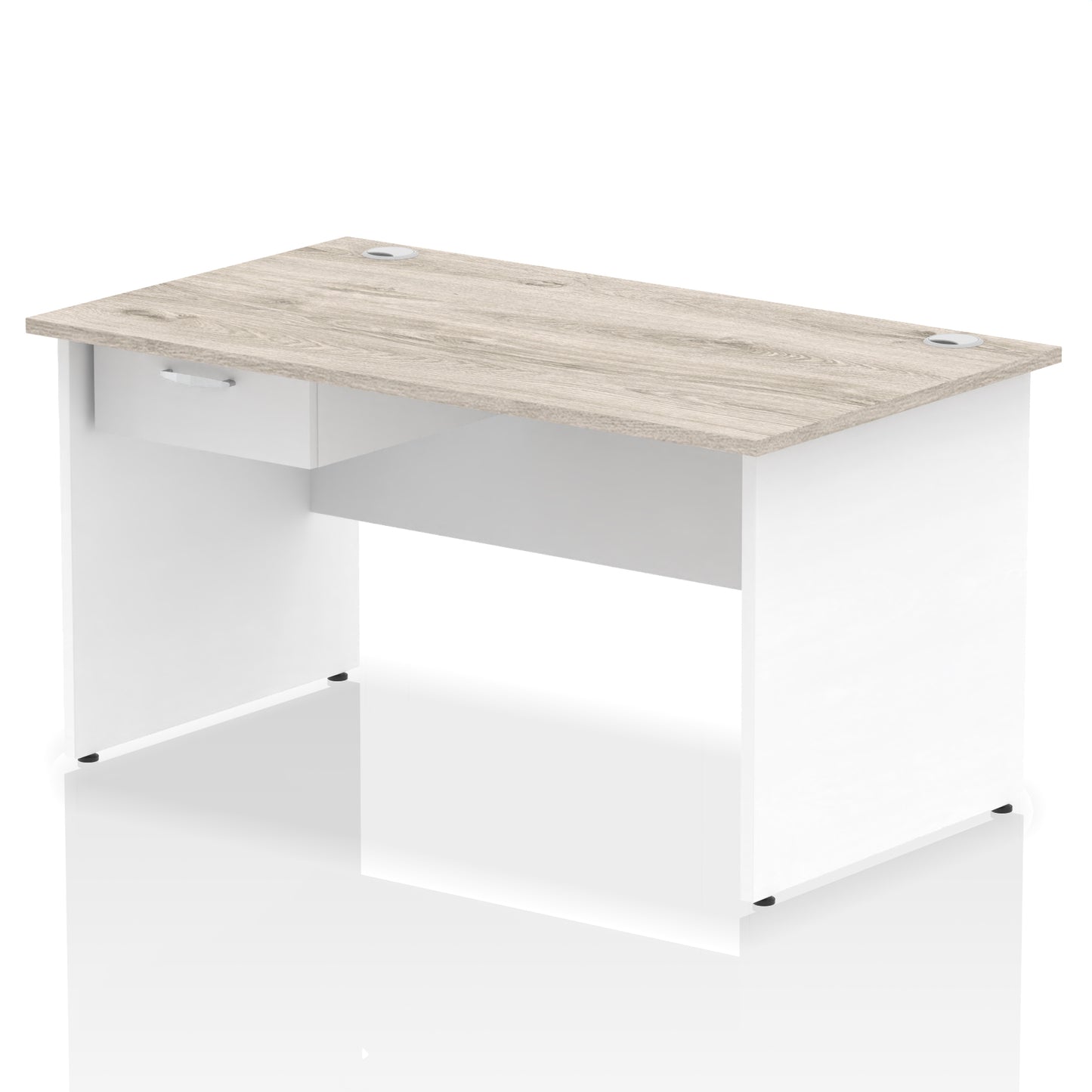 Impulse Panel End Straight Desk Frame With Single One Drawer Fixed Pedestal - 1200mm, 1400mm, 1600mm or 1800mm - Multiple Colour Options
