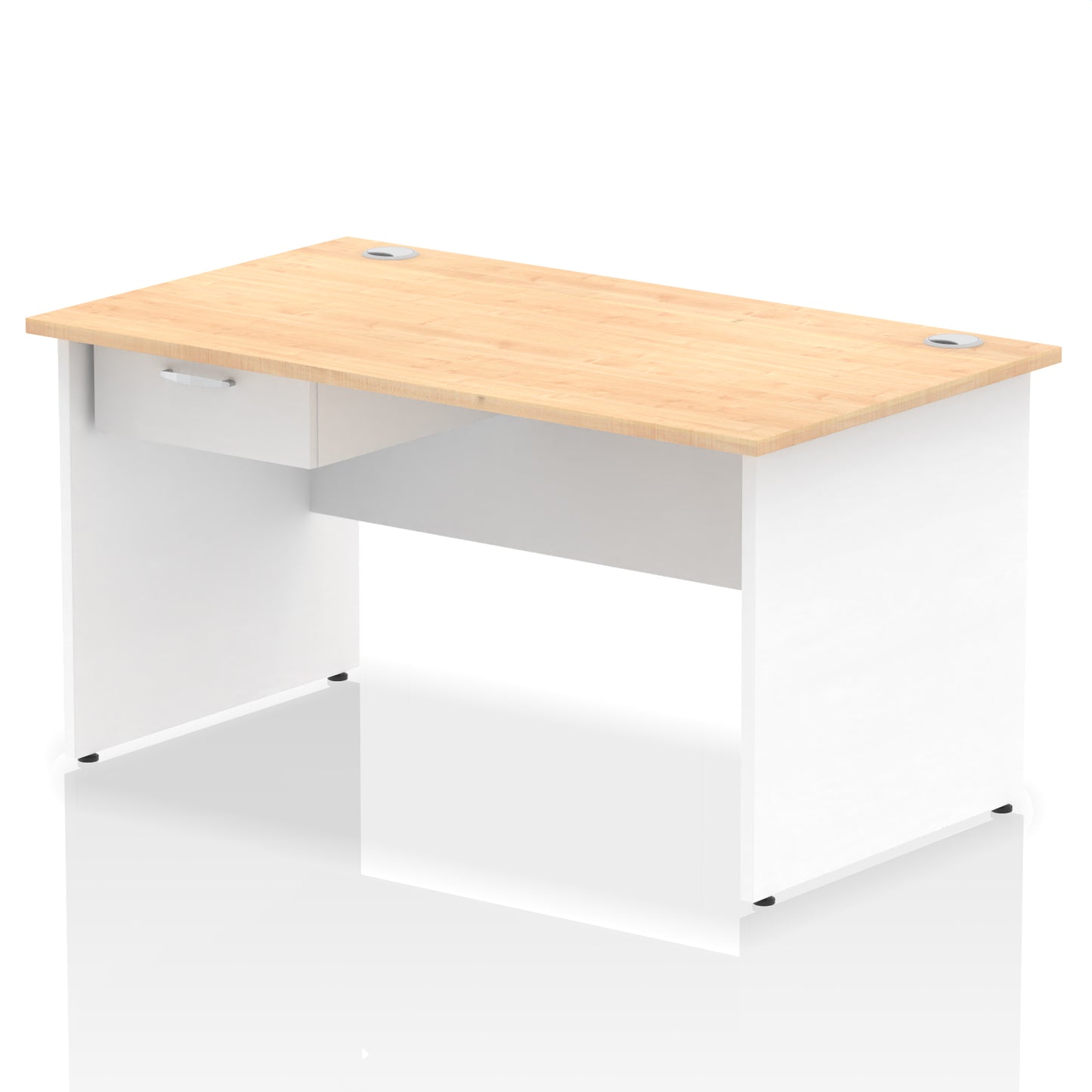 Impulse Panel End Straight Desk Frame With Single One Drawer Fixed Pedestal - 1200mm, 1400mm, 1600mm or 1800mm - Multiple Colour Options