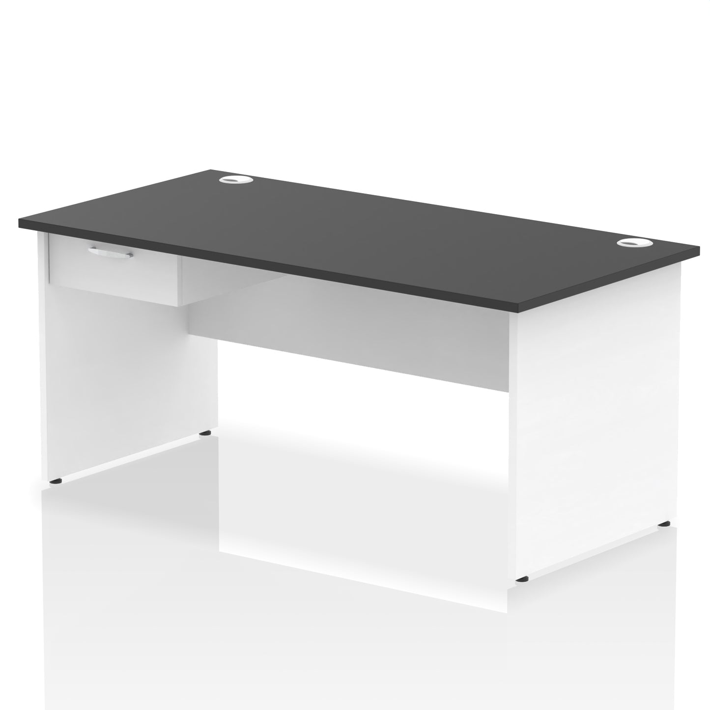 Impulse Panel End Straight Desk Frame With Single One Drawer Fixed Pedestal - 1200mm, 1400mm, 1600mm or 1800mm - Multiple Colour Options