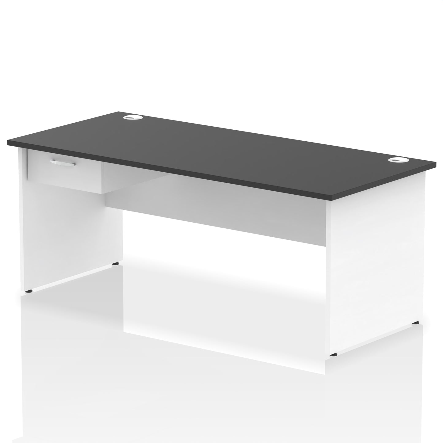 Impulse Panel End Straight Desk Frame With Single One Drawer Fixed Pedestal - 1200mm, 1400mm, 1600mm or 1800mm - Multiple Colour Options