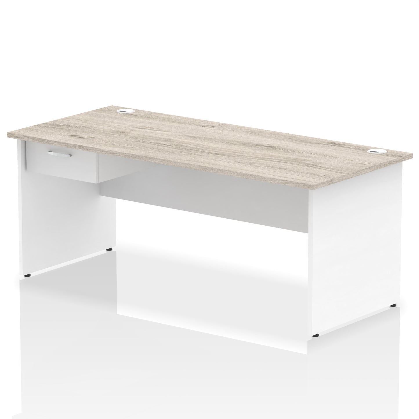 Impulse Panel End Straight Desk Frame With Single One Drawer Fixed Pedestal - 1200mm, 1400mm, 1600mm or 1800mm - Multiple Colour Options