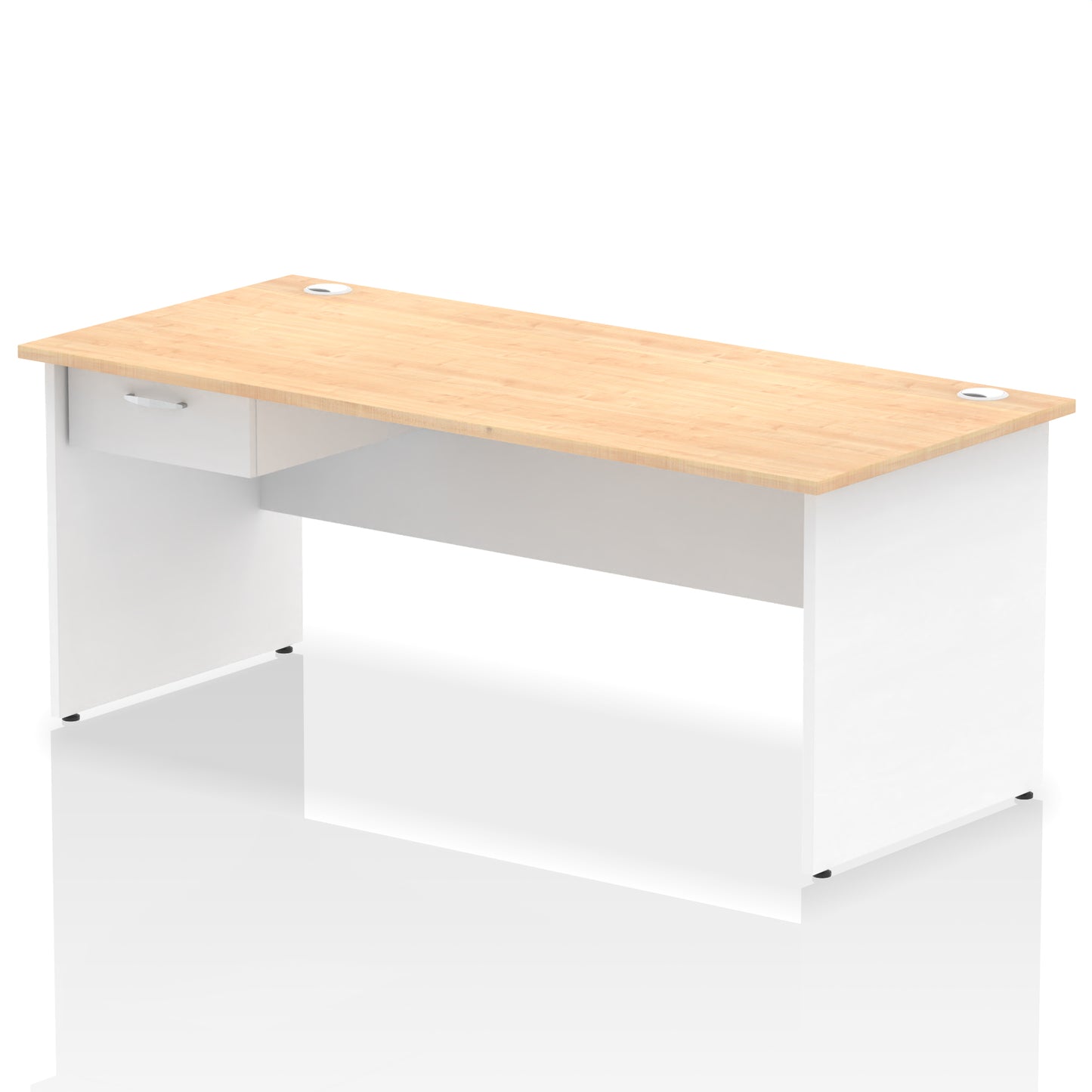 Impulse Panel End Straight Desk Frame With Single One Drawer Fixed Pedestal - 1200mm, 1400mm, 1600mm or 1800mm - Multiple Colour Options