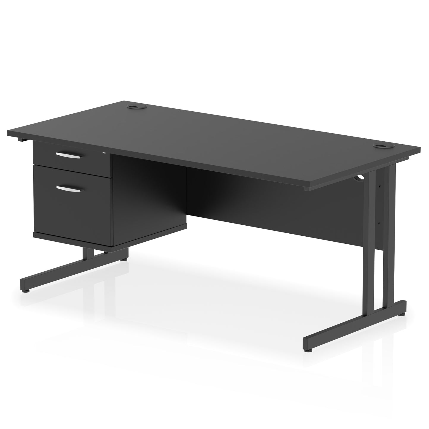 Impulse Cantilever Straight Desk With Single Fixed Pedestal - 1600mm - Multiple Colour Options