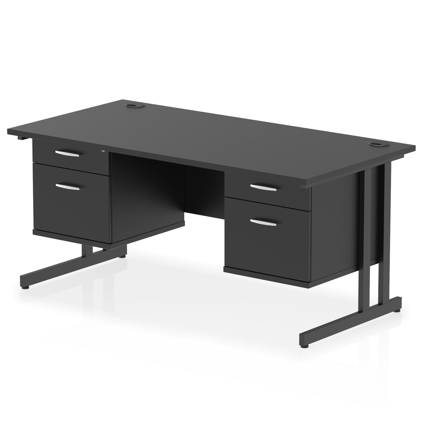 Impulse Cantilever Straight Desk With Two Fixed Pedestal - 1600mm - Multiple Colour Options