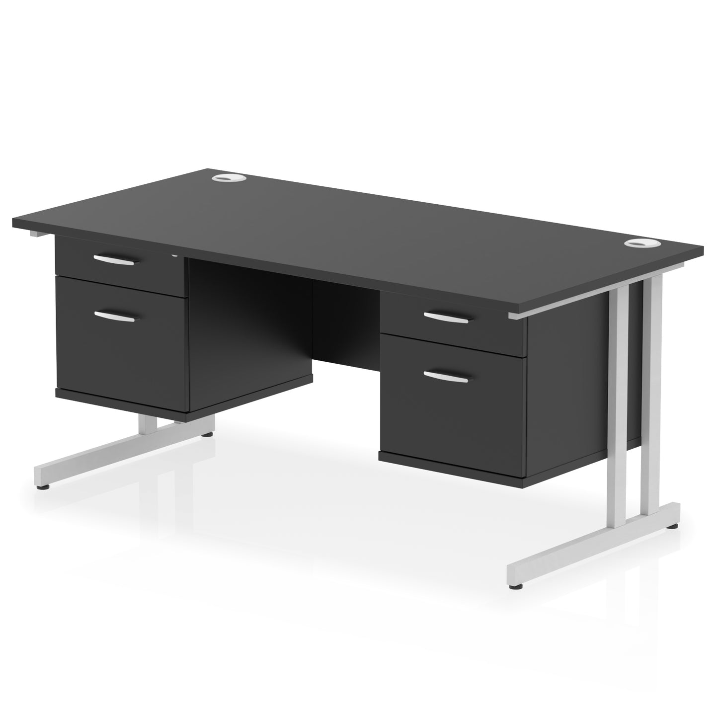 Impulse Cantilever Straight Desk With Two Fixed Pedestal - 1600mm - Multiple Colour Options