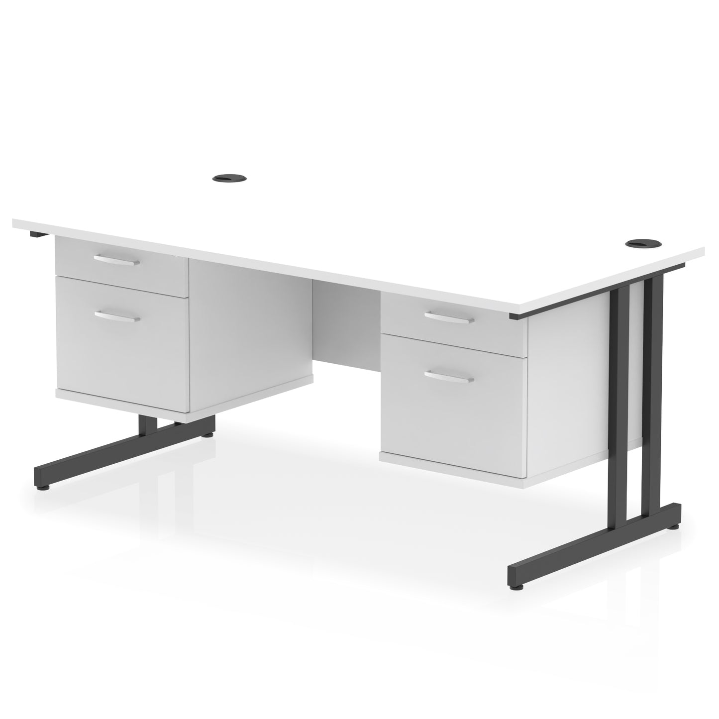Impulse Cantilever Straight Desk With Two Fixed Pedestal - 1600mm - Multiple Colour Options