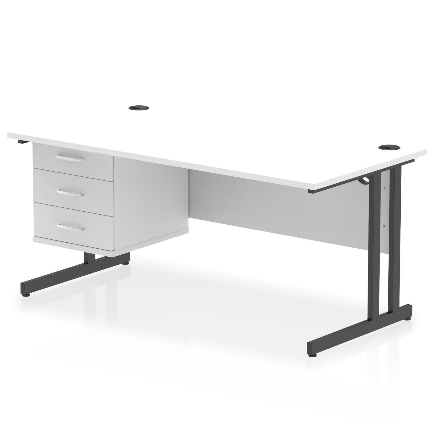Impulse Cantilever Straight Desk With Single Fixed Pedestal - 1600mm - Multiple Colour Options