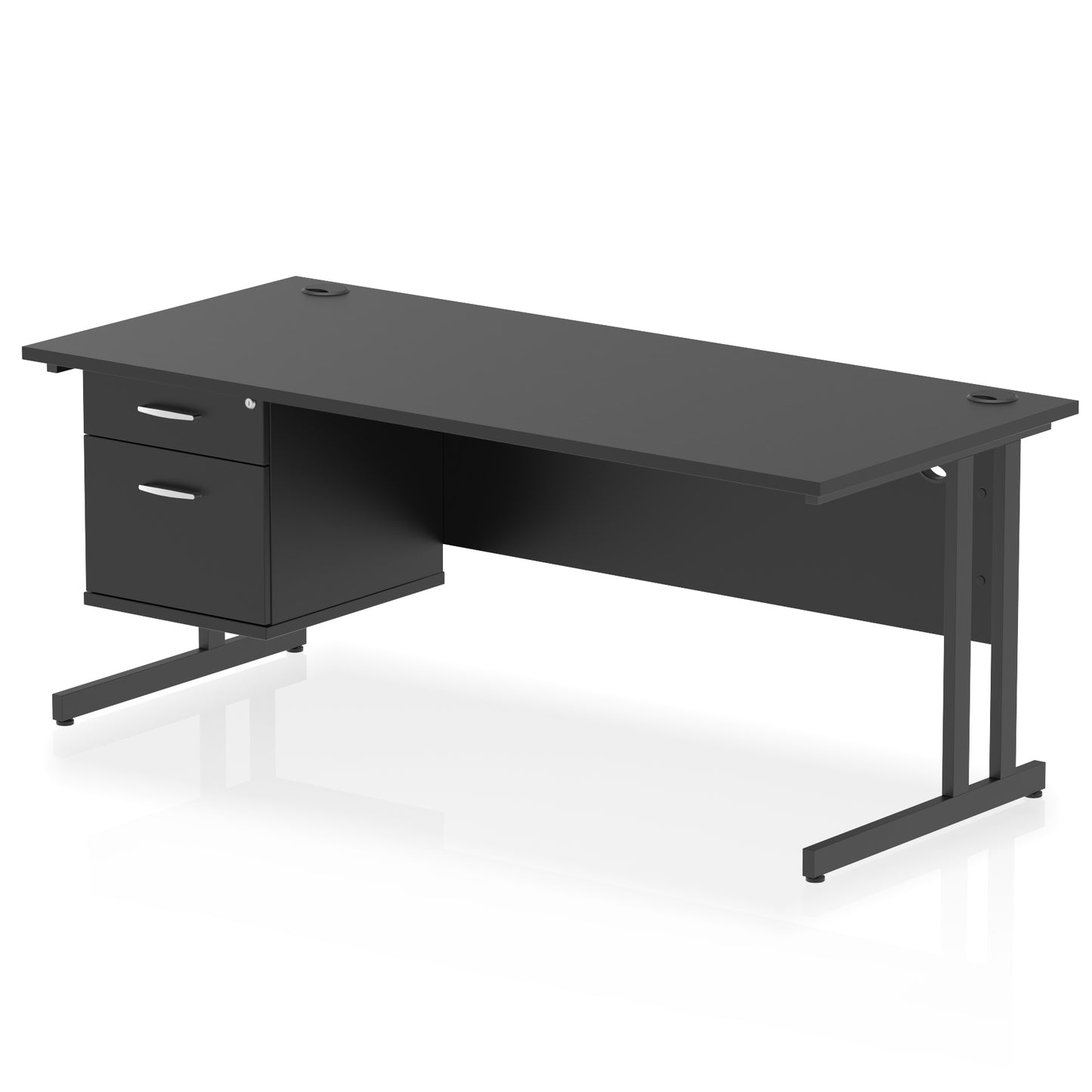Impulse Cantilever Straight Desk With Single Fixed Pedestal - 1800mm - Multiple Colour Options