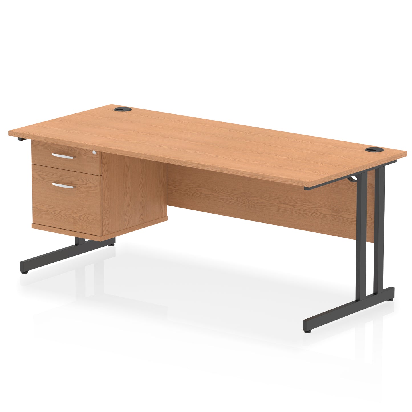 Impulse Cantilever Straight Desk With Single Fixed Pedestal - 1800mm - Multiple Colour Options