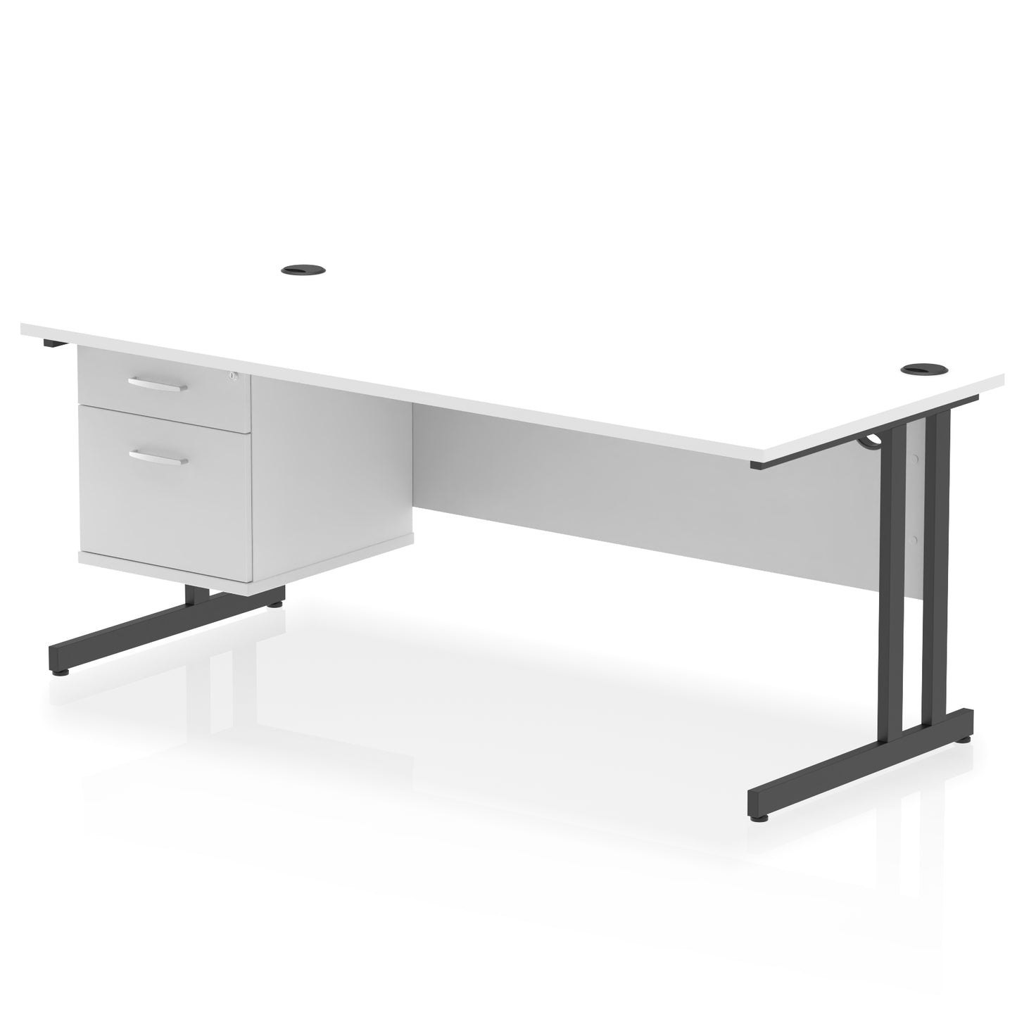 Impulse Cantilever Straight Desk With Single Fixed Pedestal - 1800mm - Multiple Colour Options