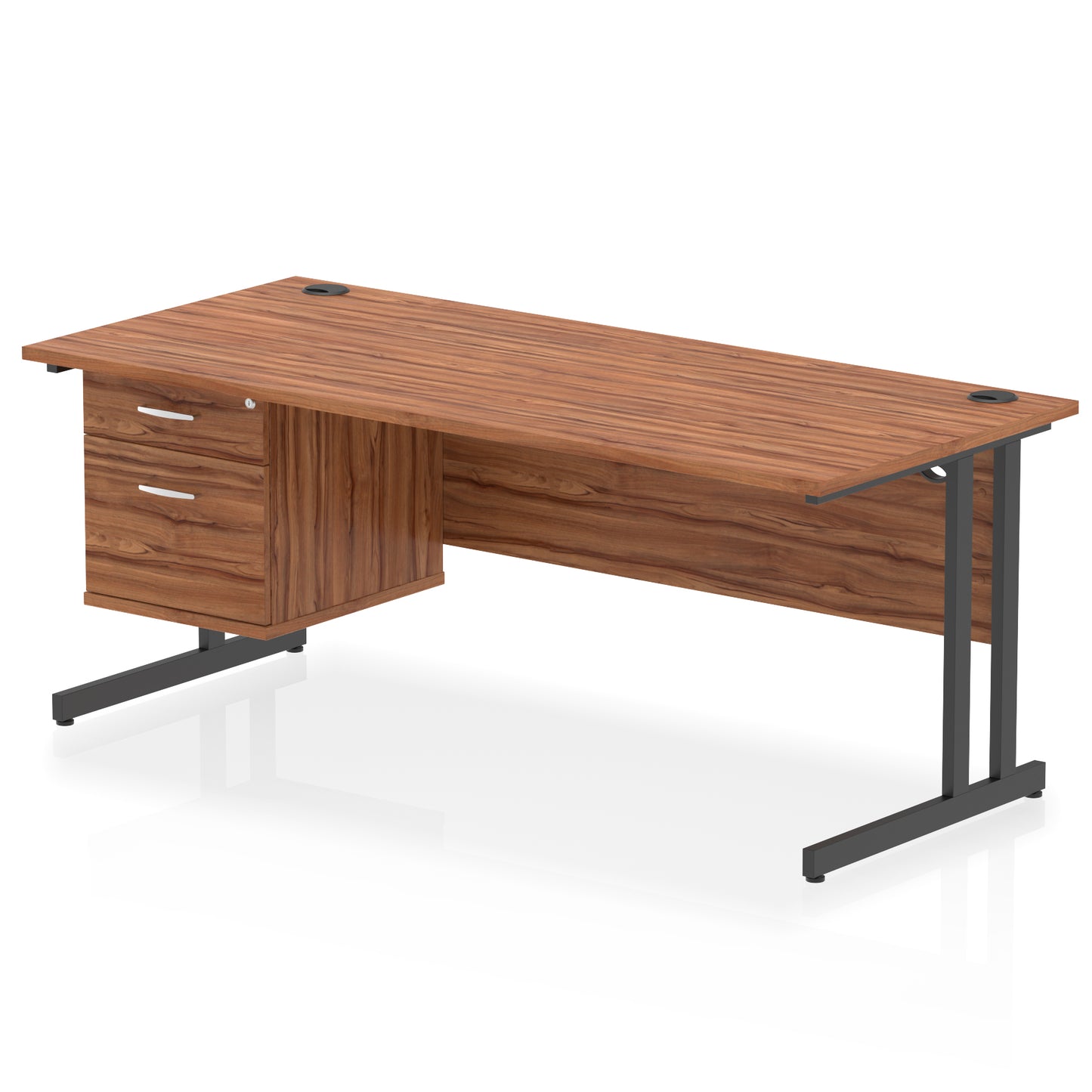 Impulse Cantilever Straight Desk With Single Fixed Pedestal - 1800mm - Multiple Colour Options