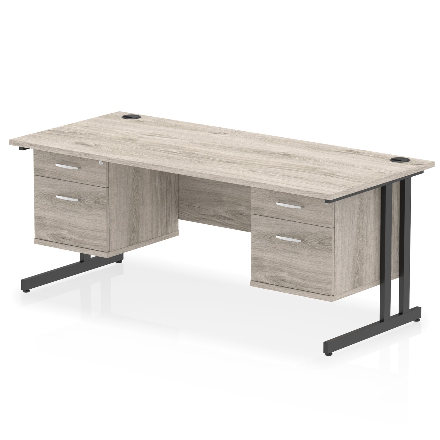 Impulse Cantilever Straight Desk With Two Fixed Pedestal - 1800mm - Multiple Colour Options