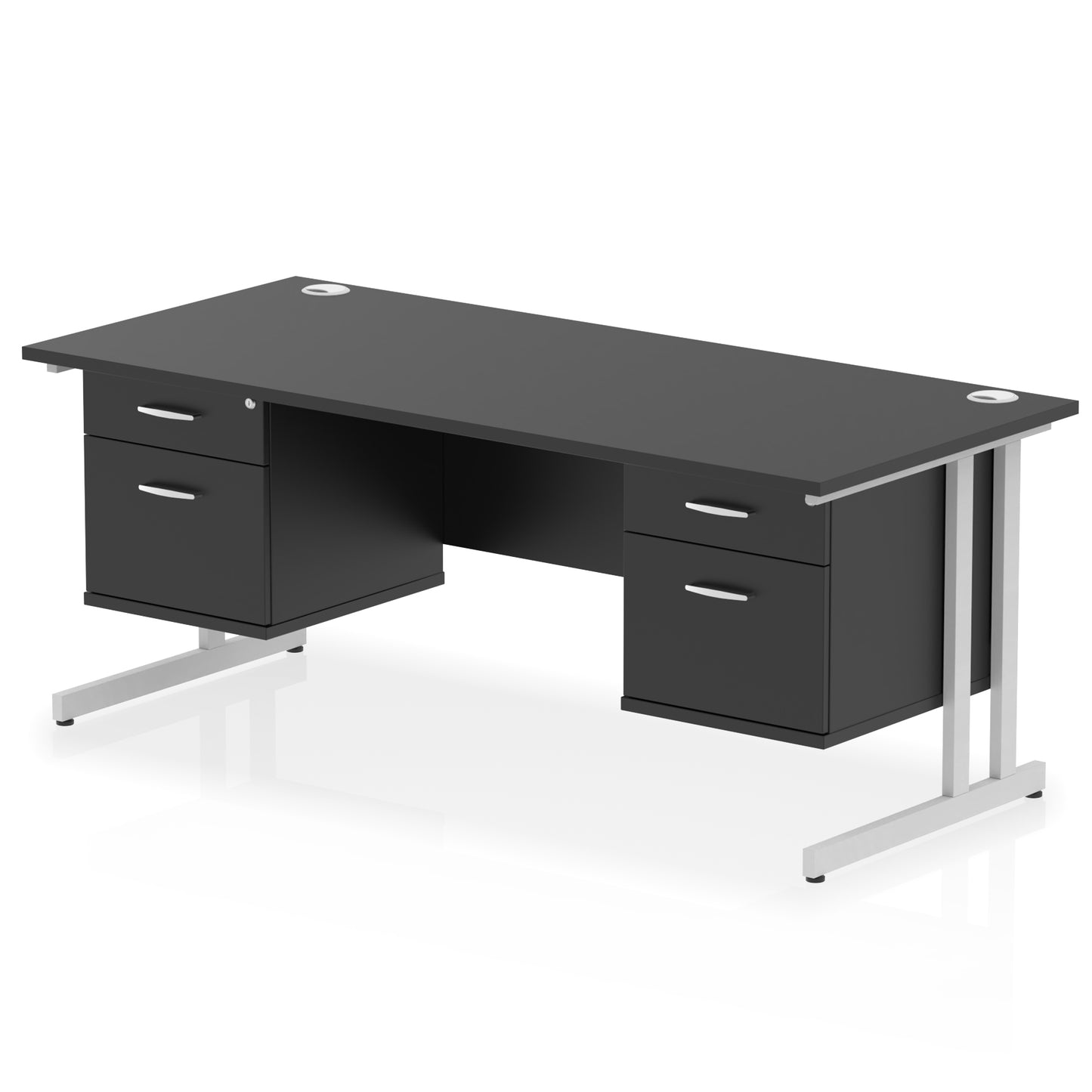 Impulse Cantilever Straight Desk With Two Fixed Pedestal - 1800mm - Multiple Colour Options