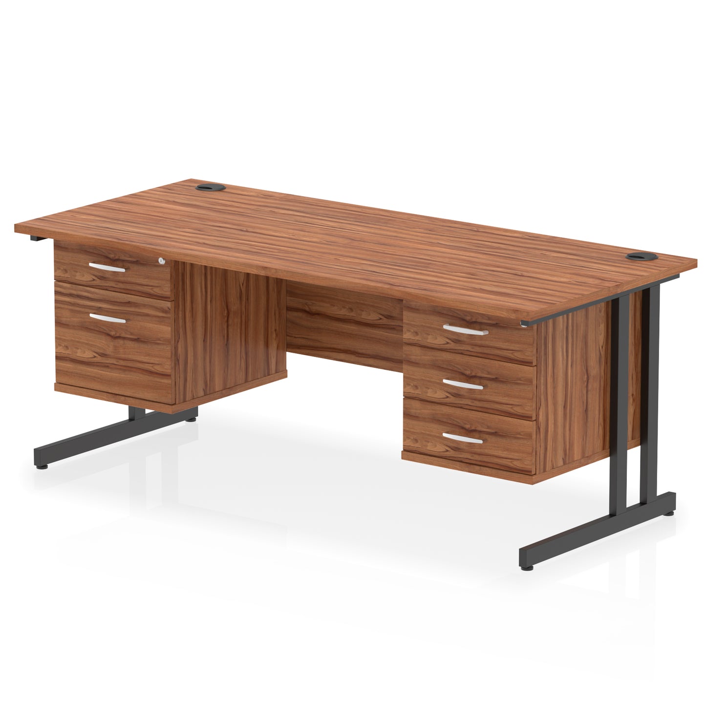 Impulse Cantilever Straight Desk With Two Fixed Pedestal - 1800mm - Multiple Colour Options