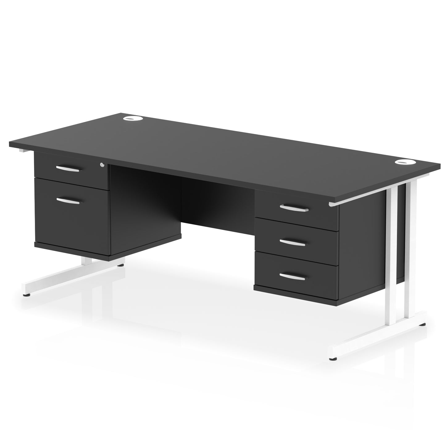 Impulse Cantilever Straight Desk With Two Fixed Pedestal - 1800mm - Multiple Colour Options