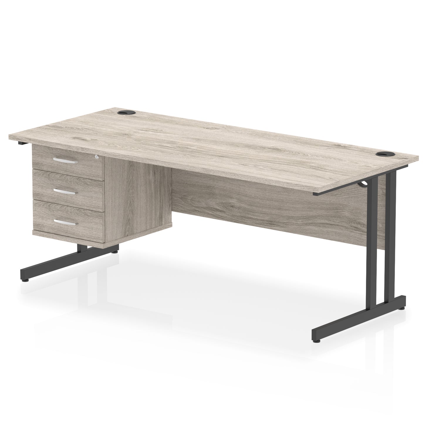 Impulse Cantilever Straight Desk With Single Fixed Pedestal - 1800mm - Multiple Colour Options